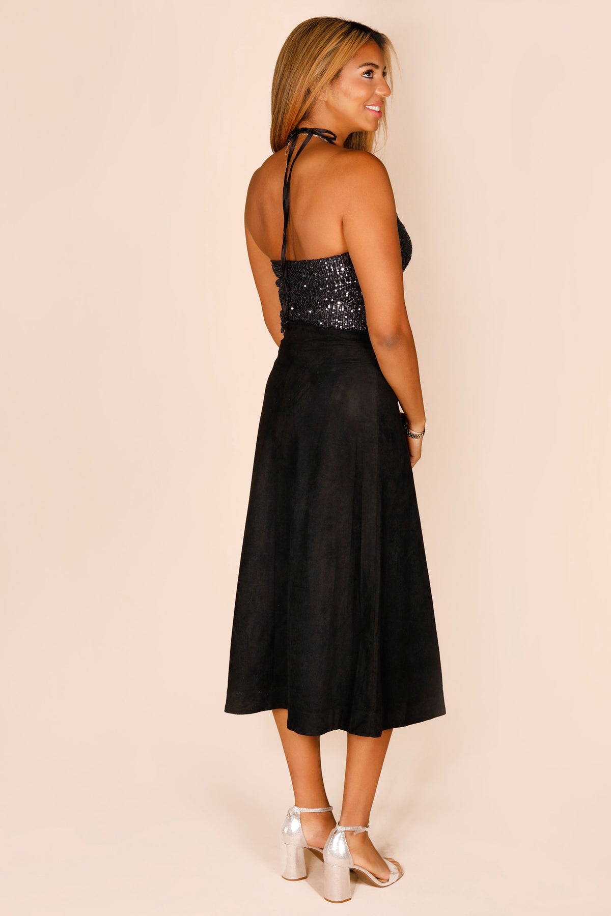 Eleanor Black Suede Midi Skirt - FINAL SALE