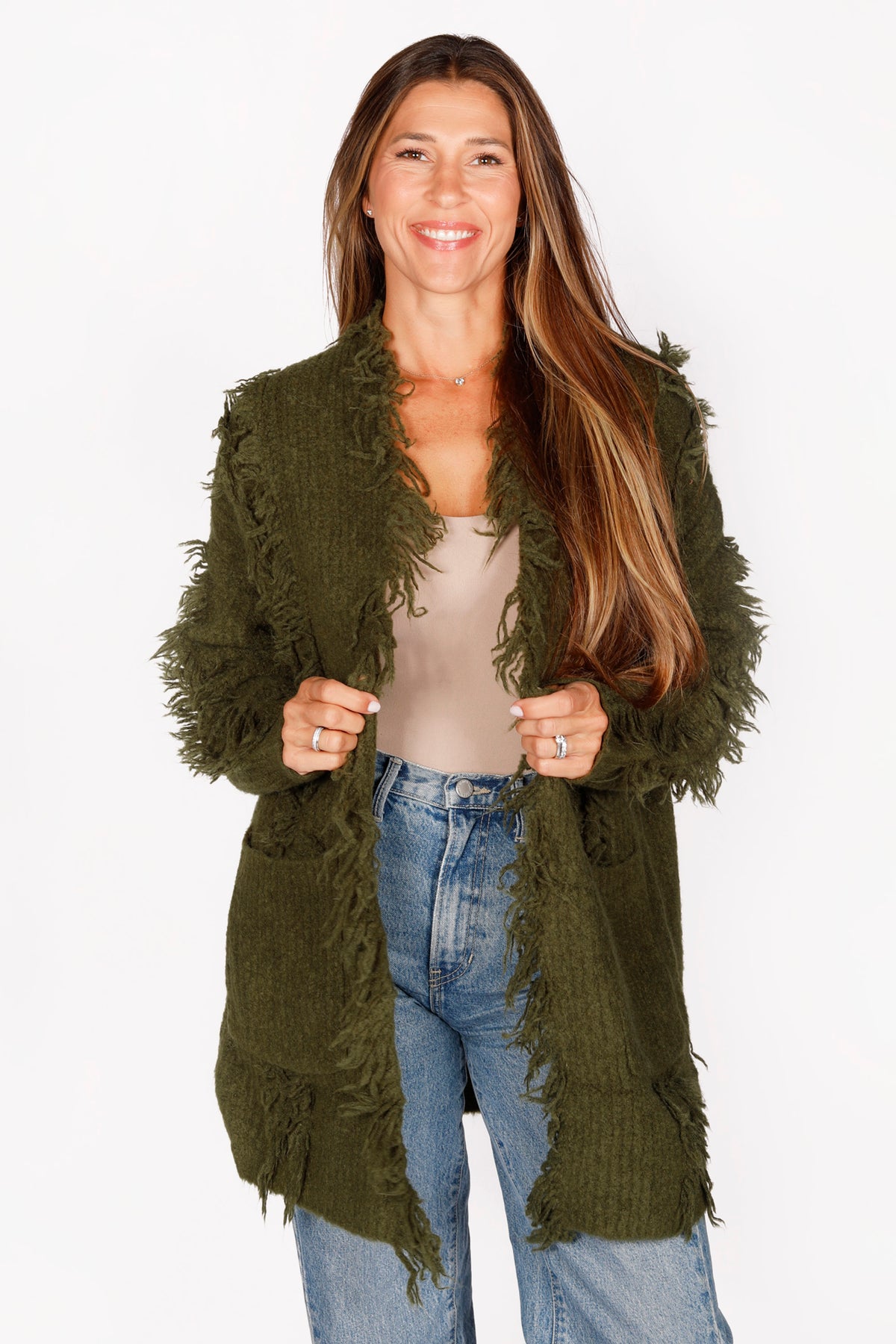 Green Shaggy Cardigan - FINAL SALE