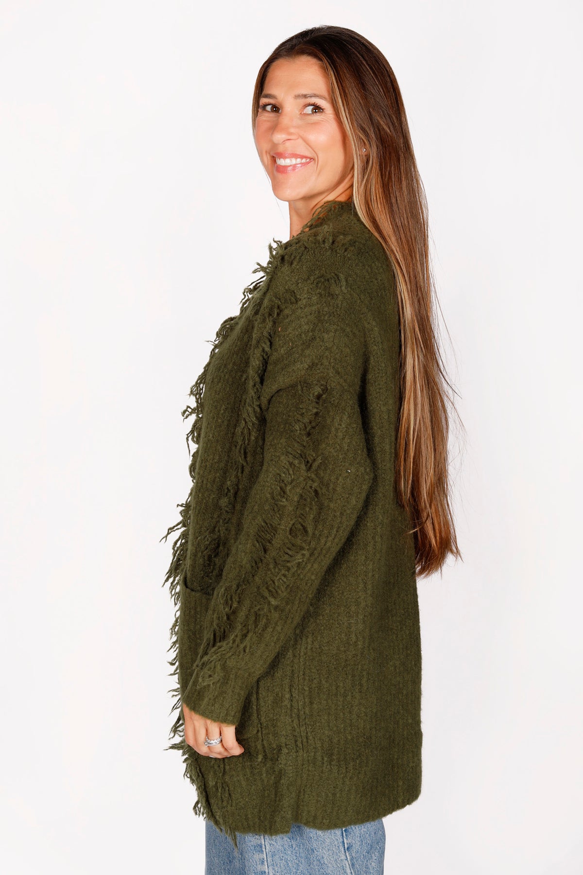 Green Shaggy Cardigan - FINAL SALE