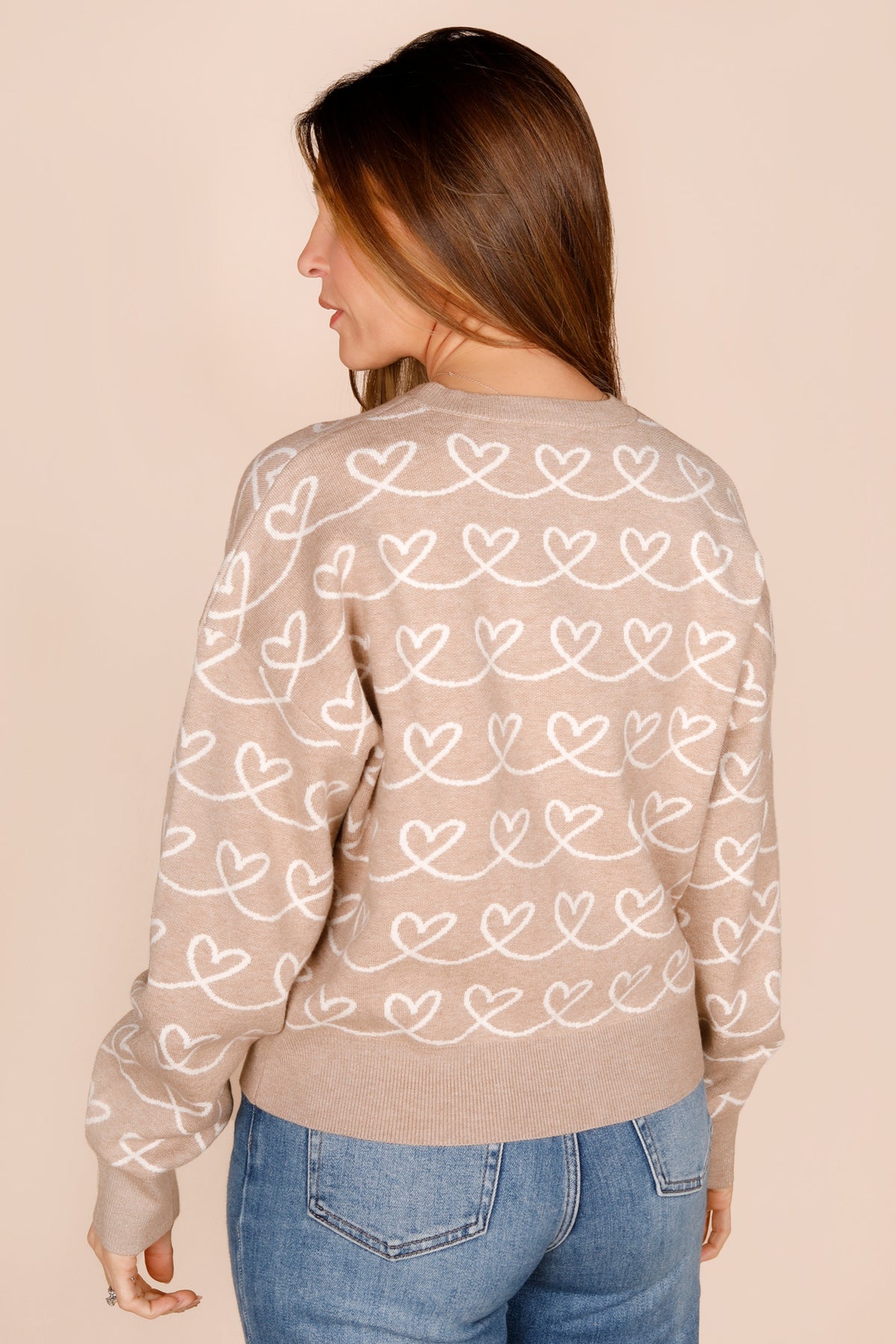 Tan &amp; Cream Heart Sweater - FINAL SALE