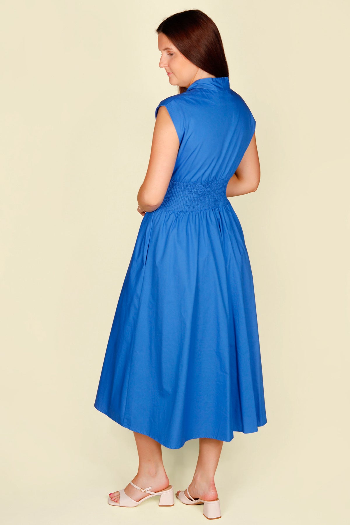 Royal Blue Zip Smocked Dress