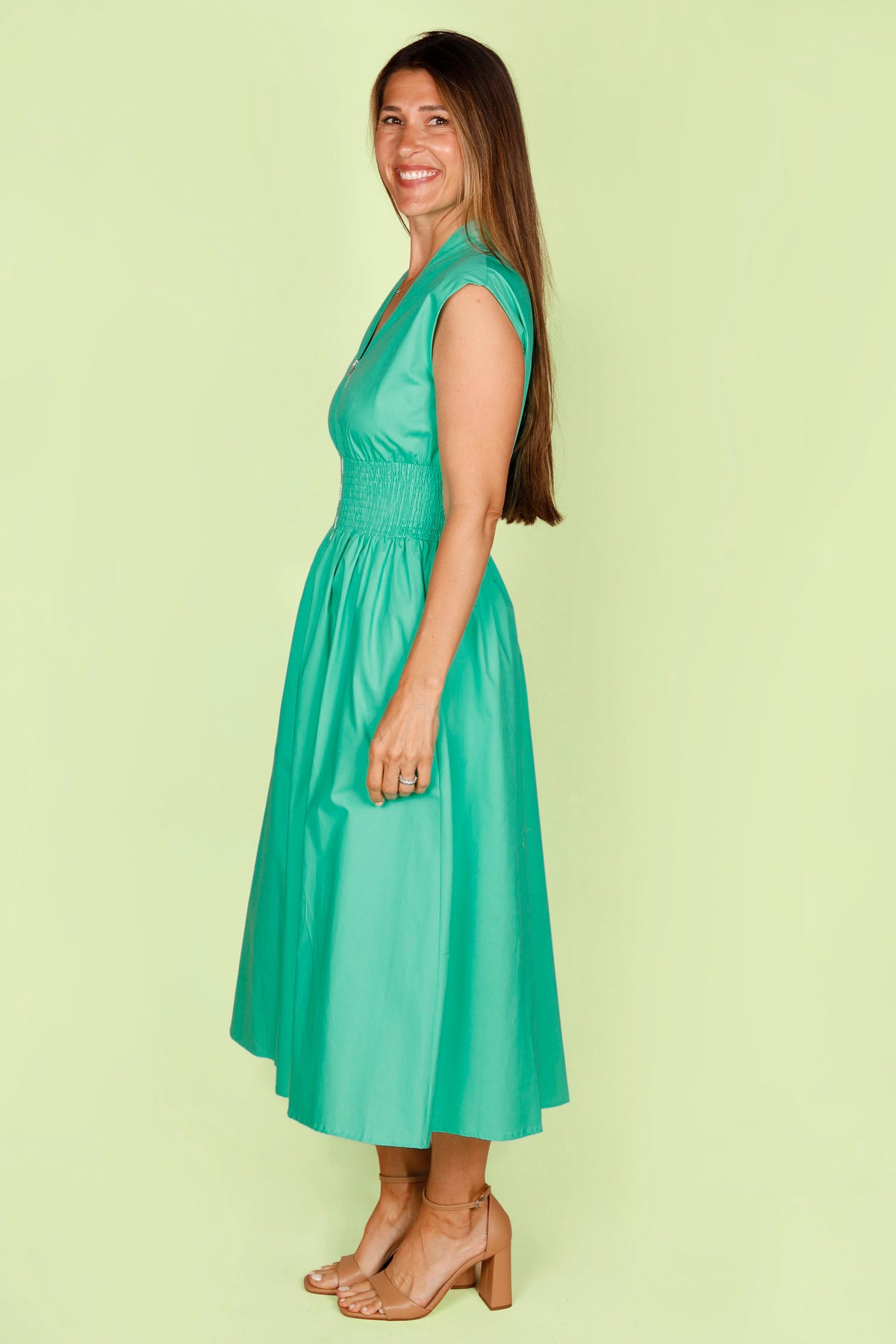 Jade Zip Smocked Dress