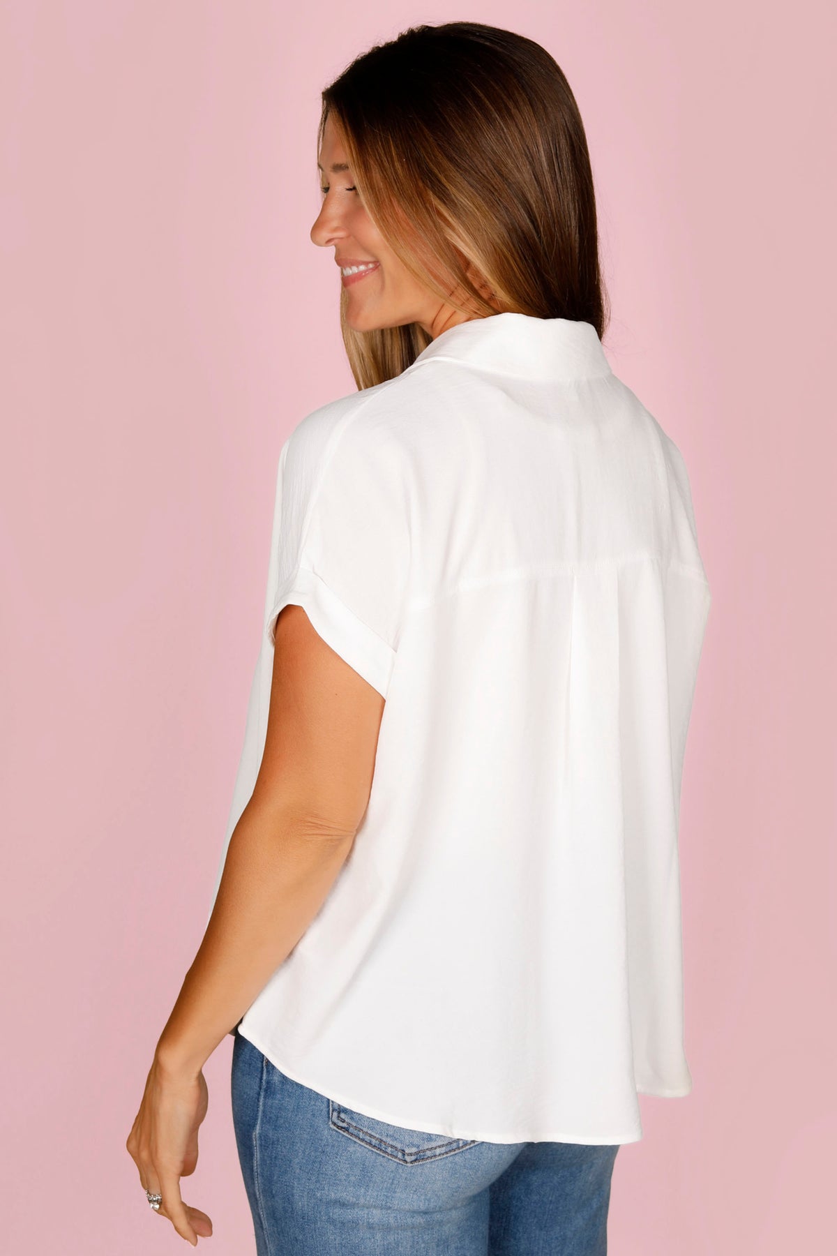 White V-Neck Flowy Top - FINAL SALE