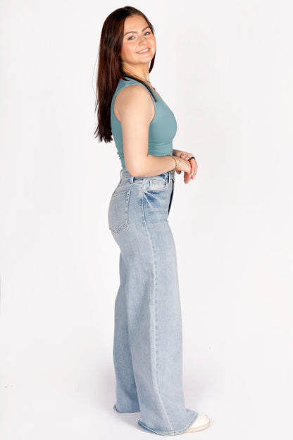 High Rise Light Palazzo Denim - FINAL SALE