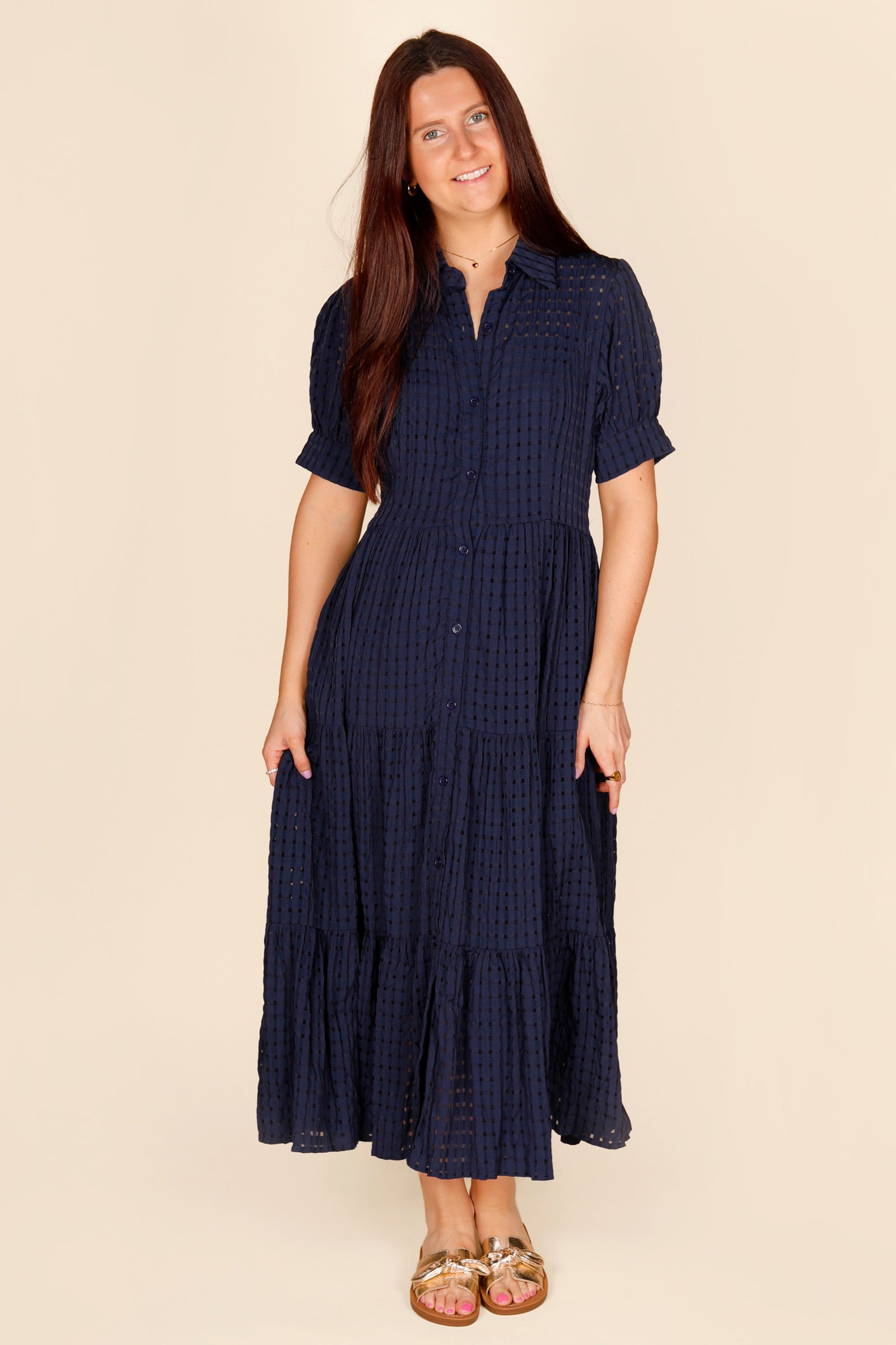 Nadia Navy Midi Dress