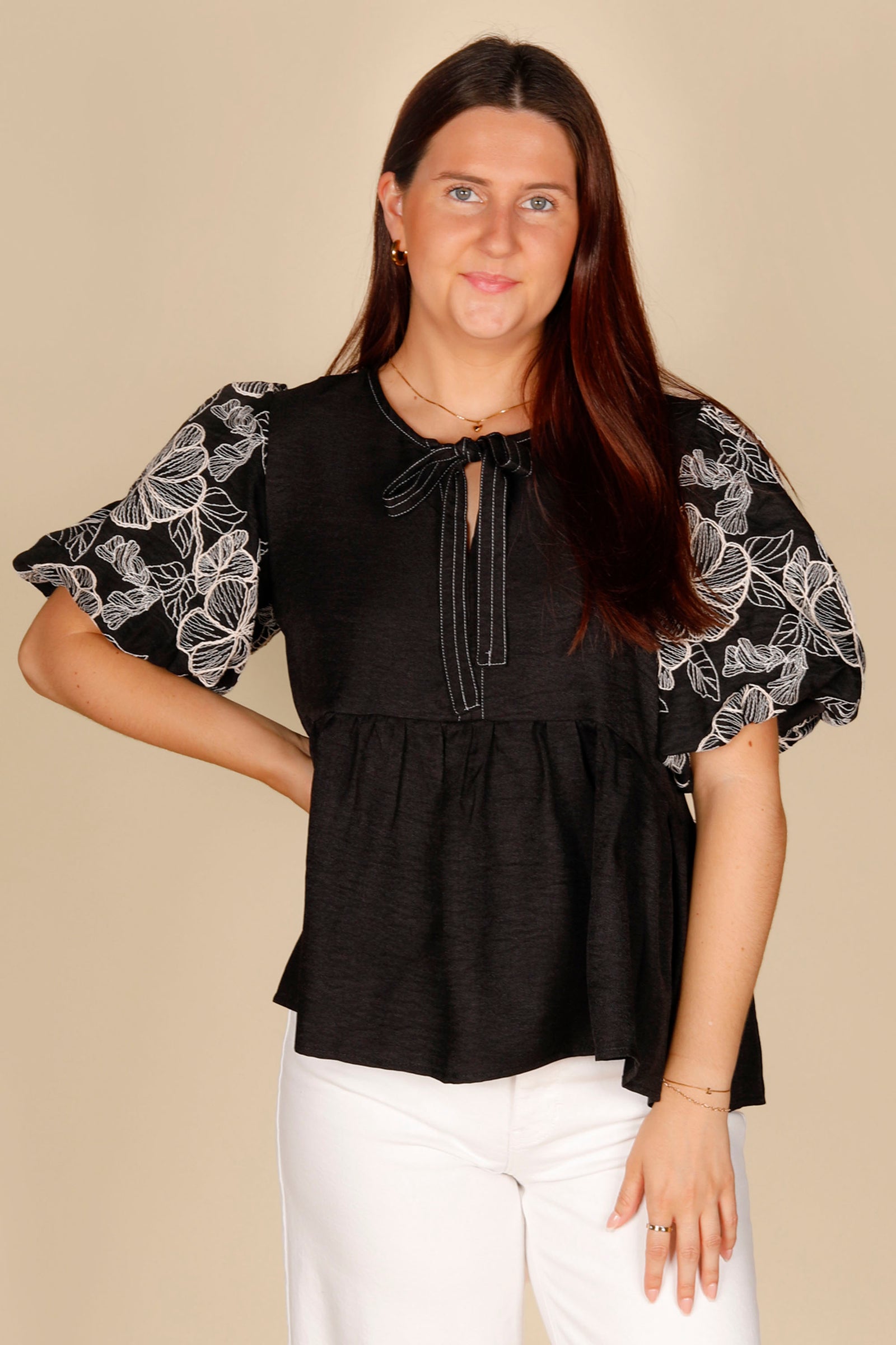 Nova Embroidered Babydoll Top