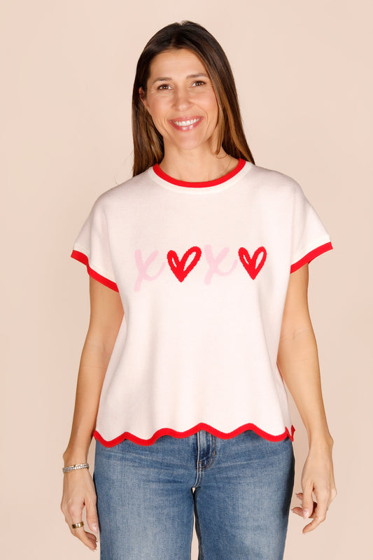 XOXO Scalloped Knit Top - FINAL SALE