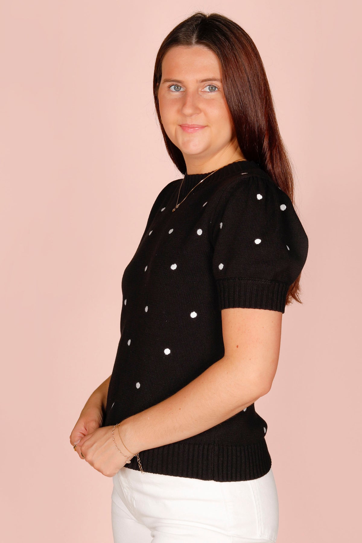 Black Polka Dot Embroidered Top