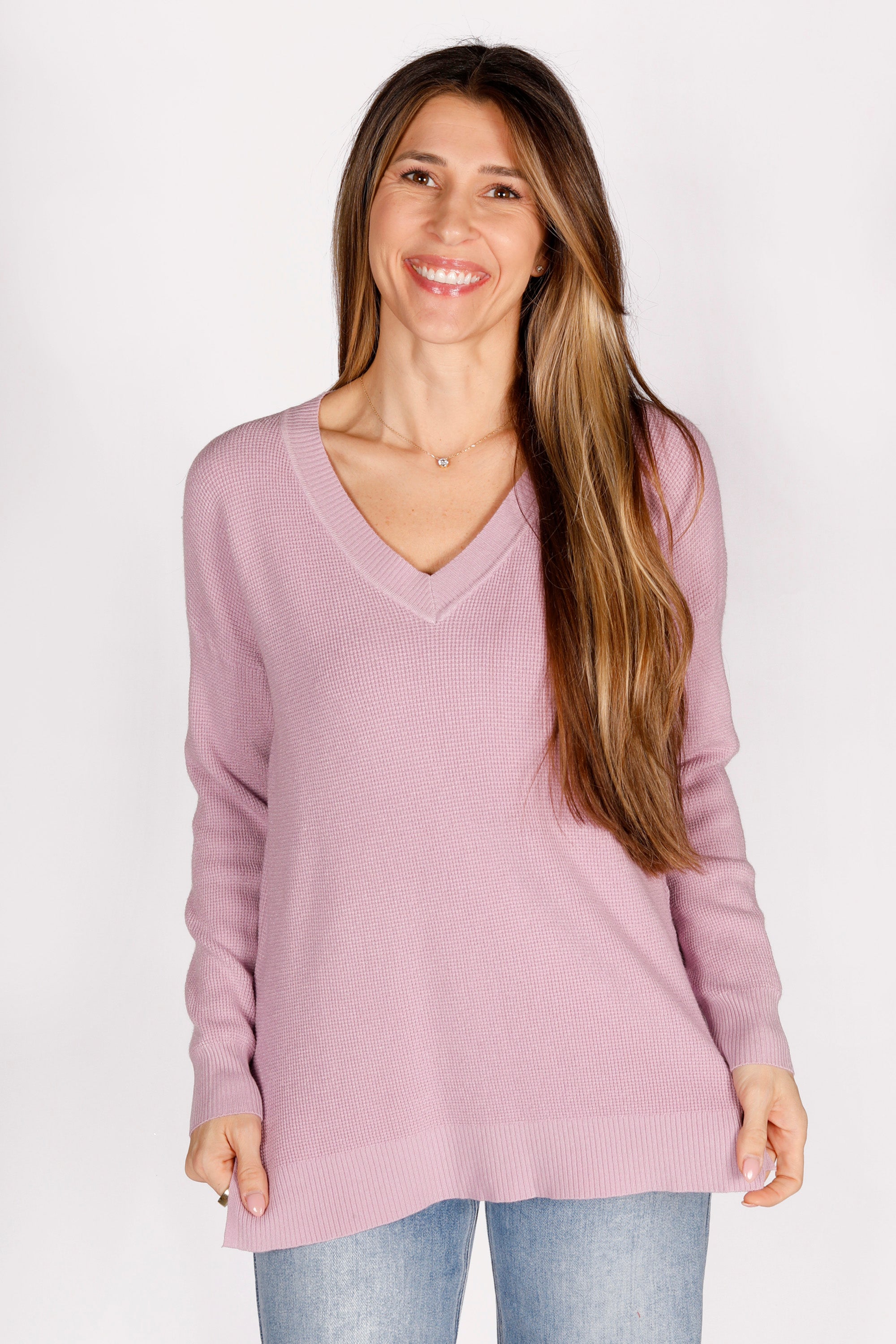 Portia Lavender Waffle Knit Top - FINAL SALE
