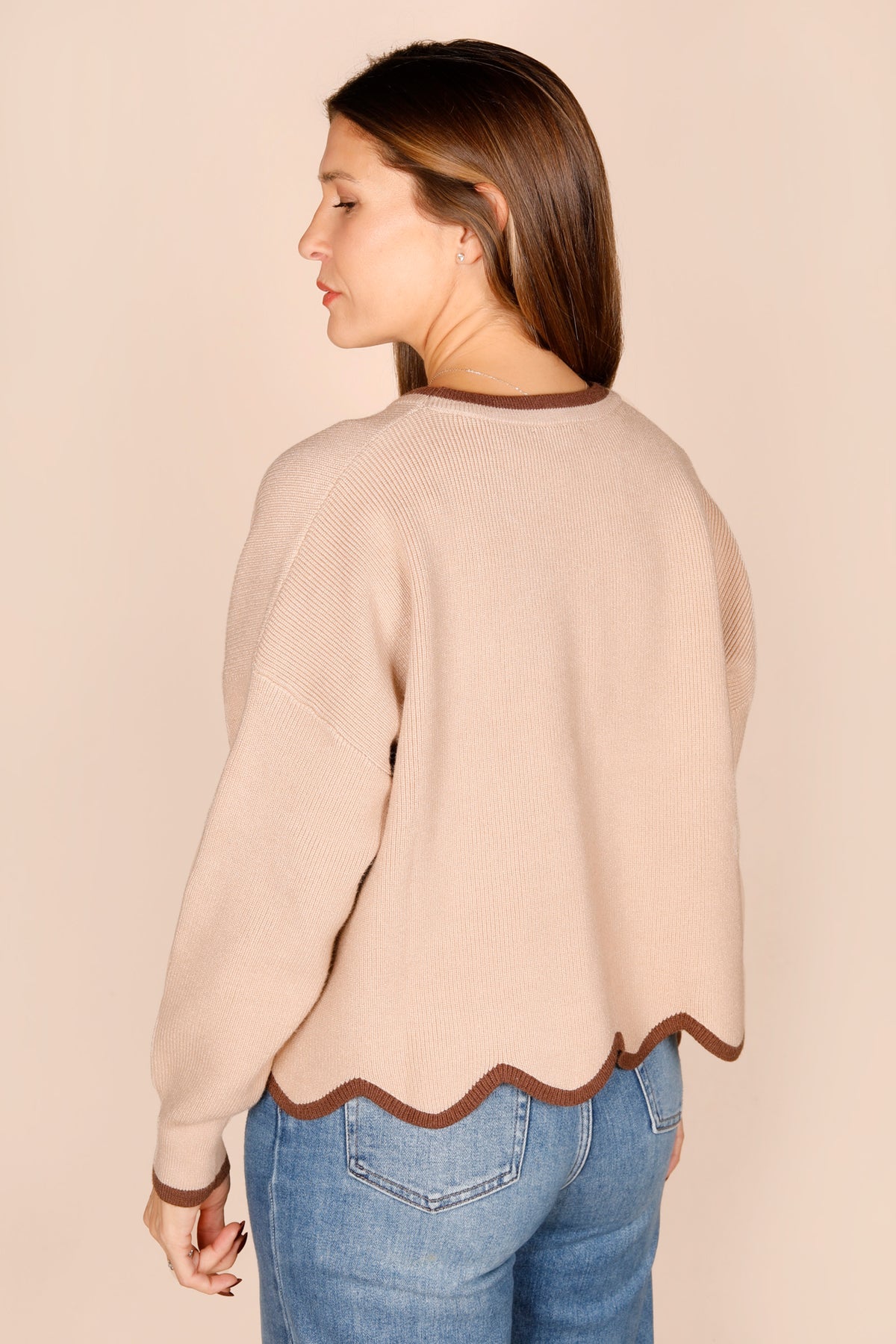 Tan Scalloped Sweater - FINAL SALE