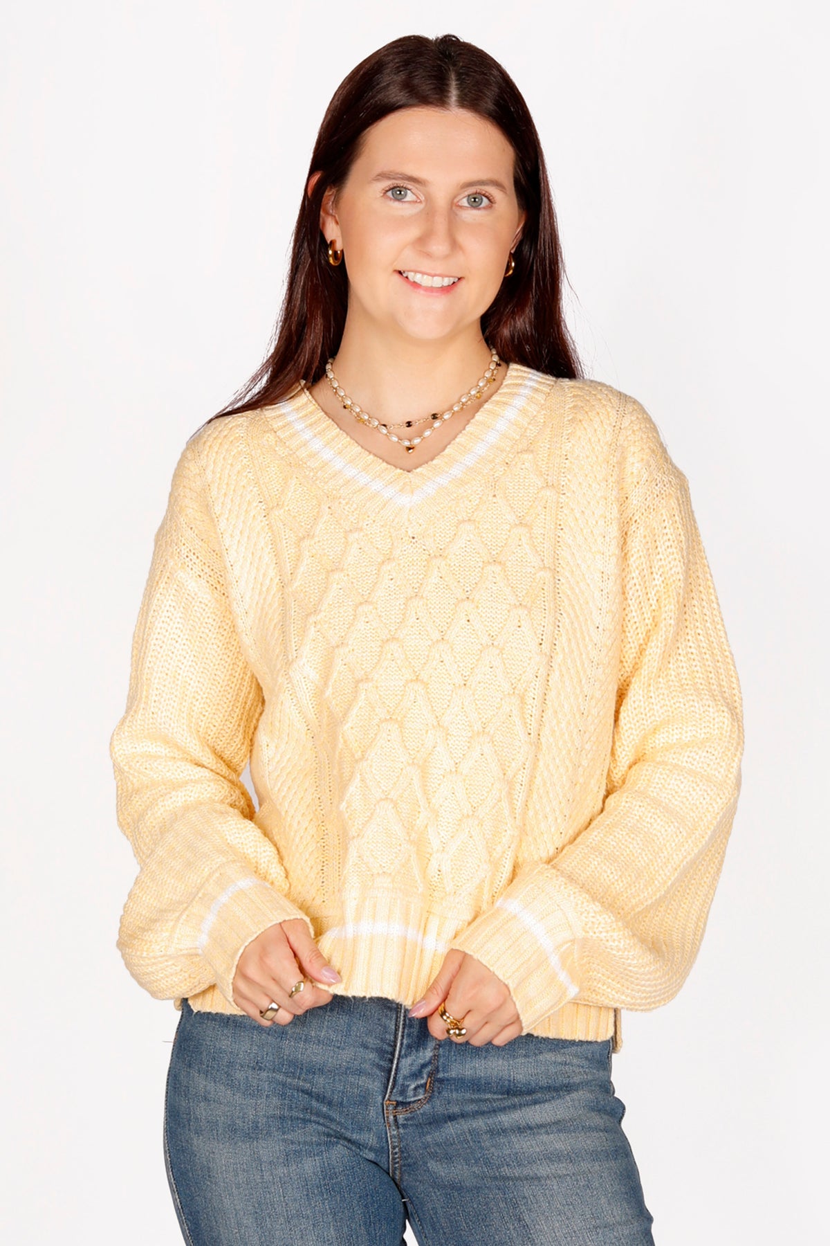 Addison Canary Cable Knit Sweater - FINAL SALE