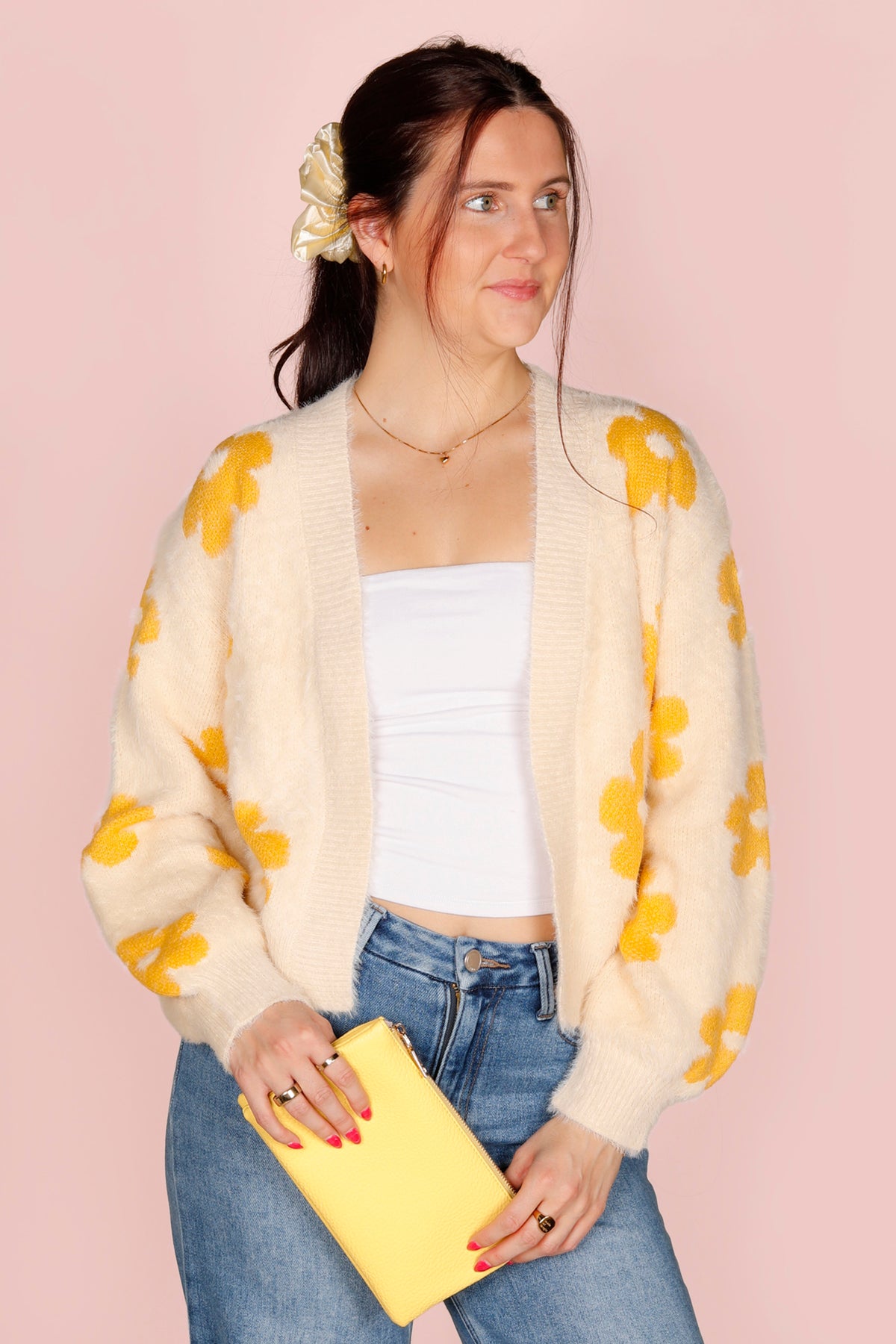 Poppy Yellow Flower Cardigan