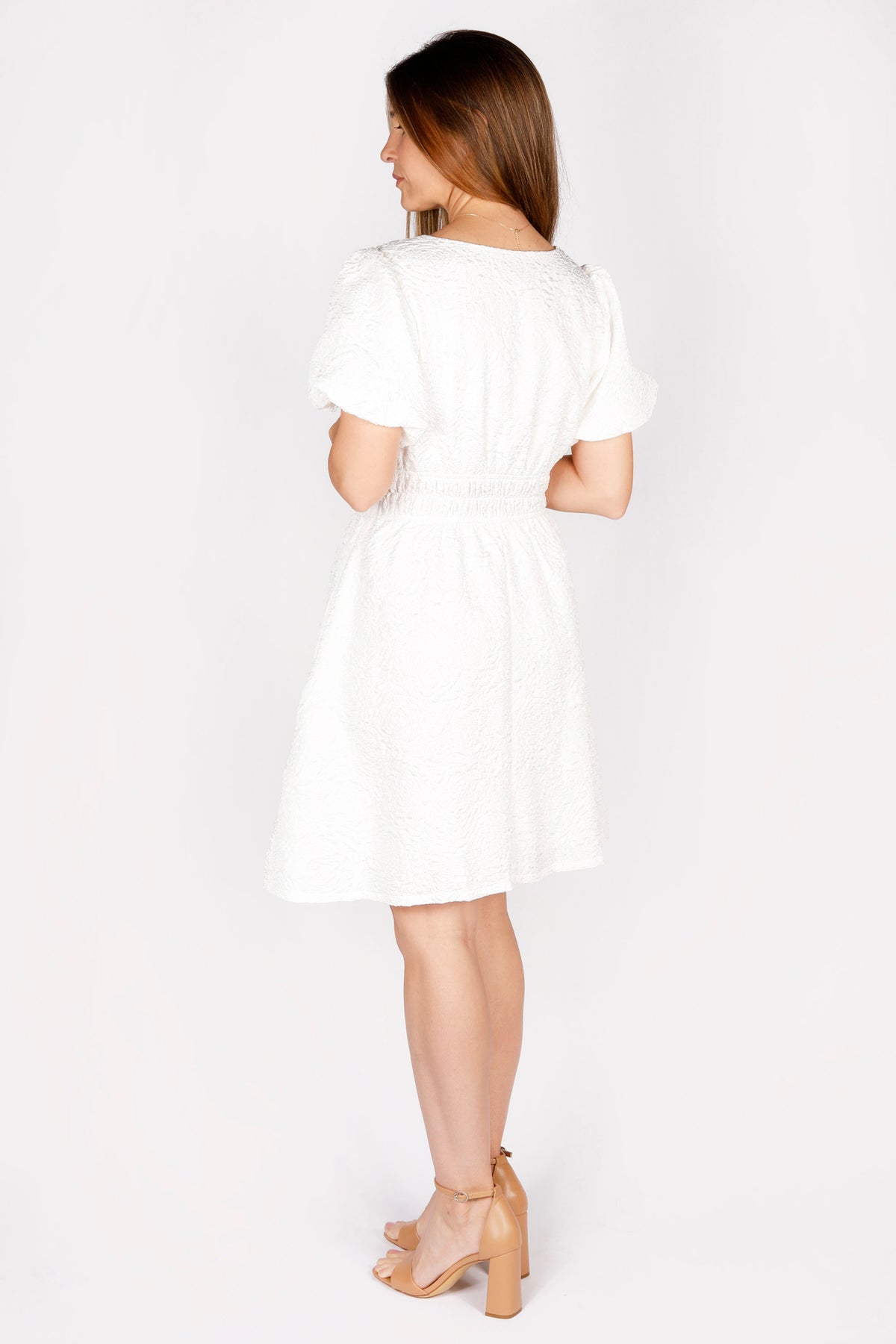 Layla White Jacquard Mini Dress - FINAL SALE