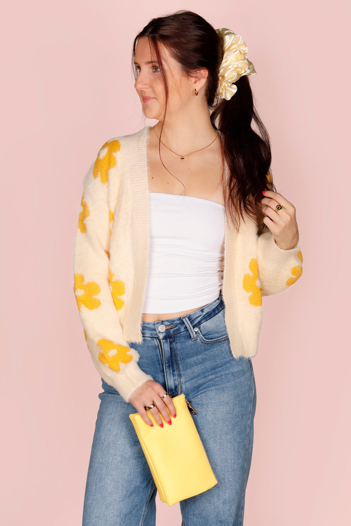 Poppy Yellow Flower Cardigan