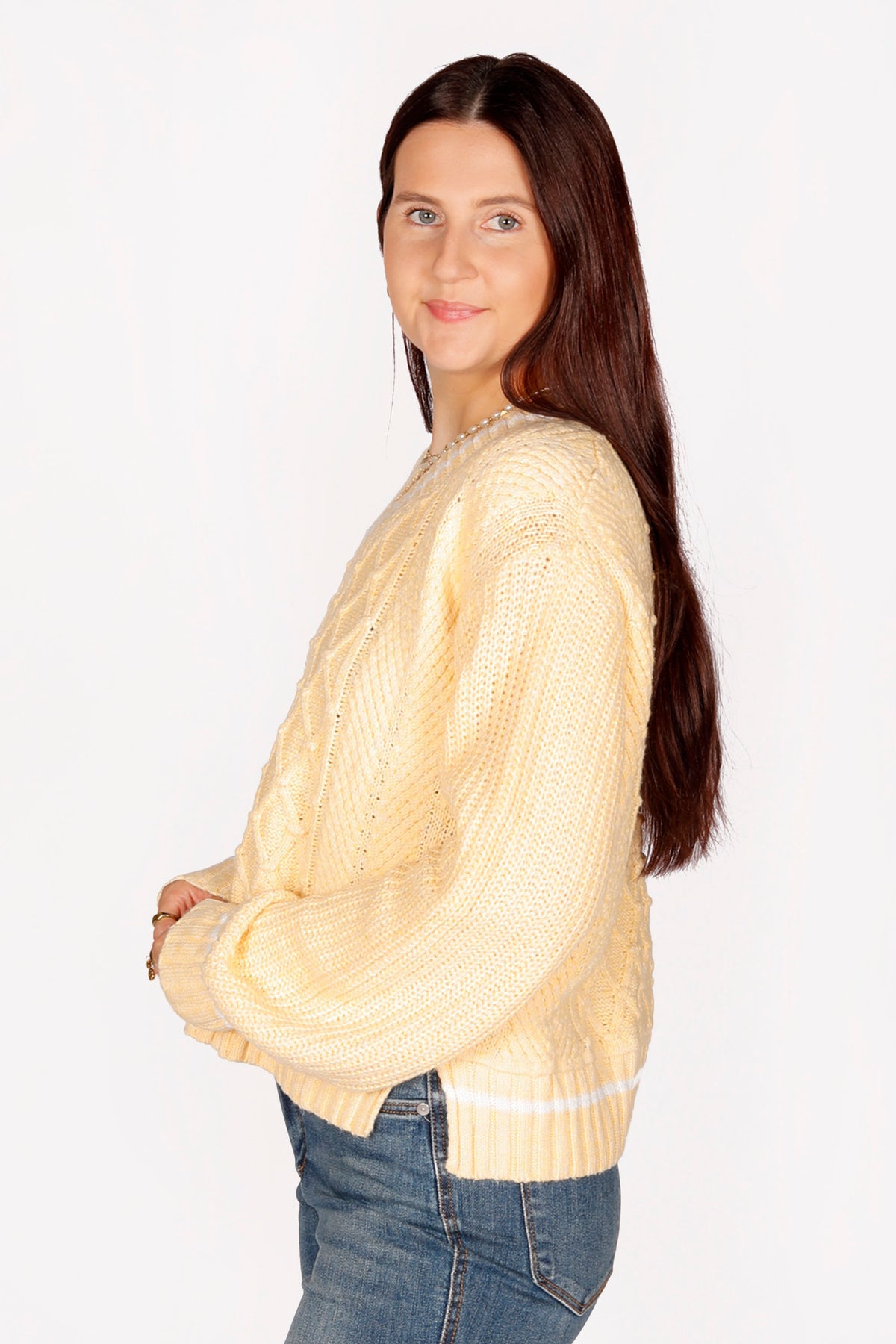 Addison Canary Cable Knit Sweater - FINAL SALE