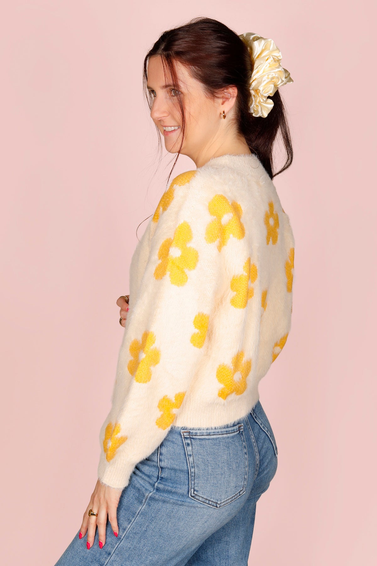 Poppy Yellow Flower Cardigan