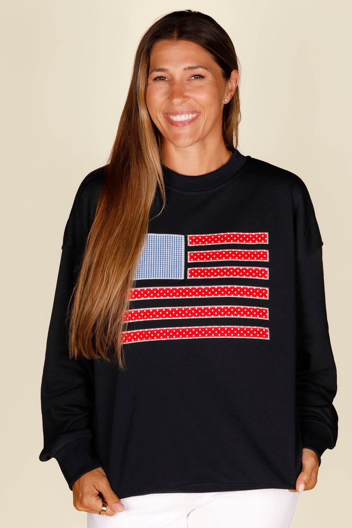 USA Flag Patchwork Sweatshirt - FINAL SALE