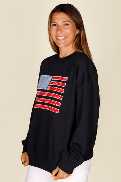 USA Flag Patchwork Sweatshirt - FINAL SALE