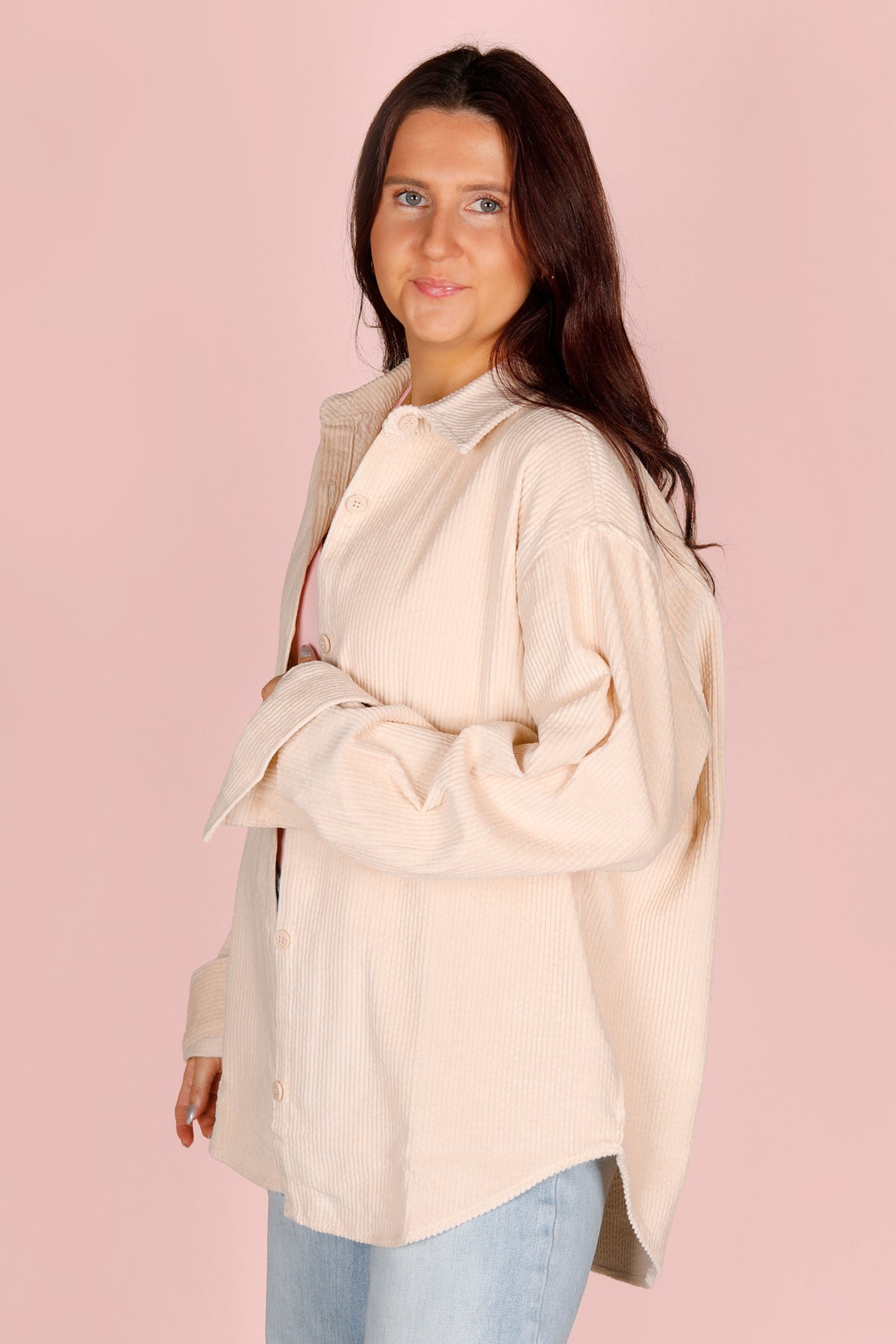 Hannah Cream Corduroy Shacket - FINAL SALE