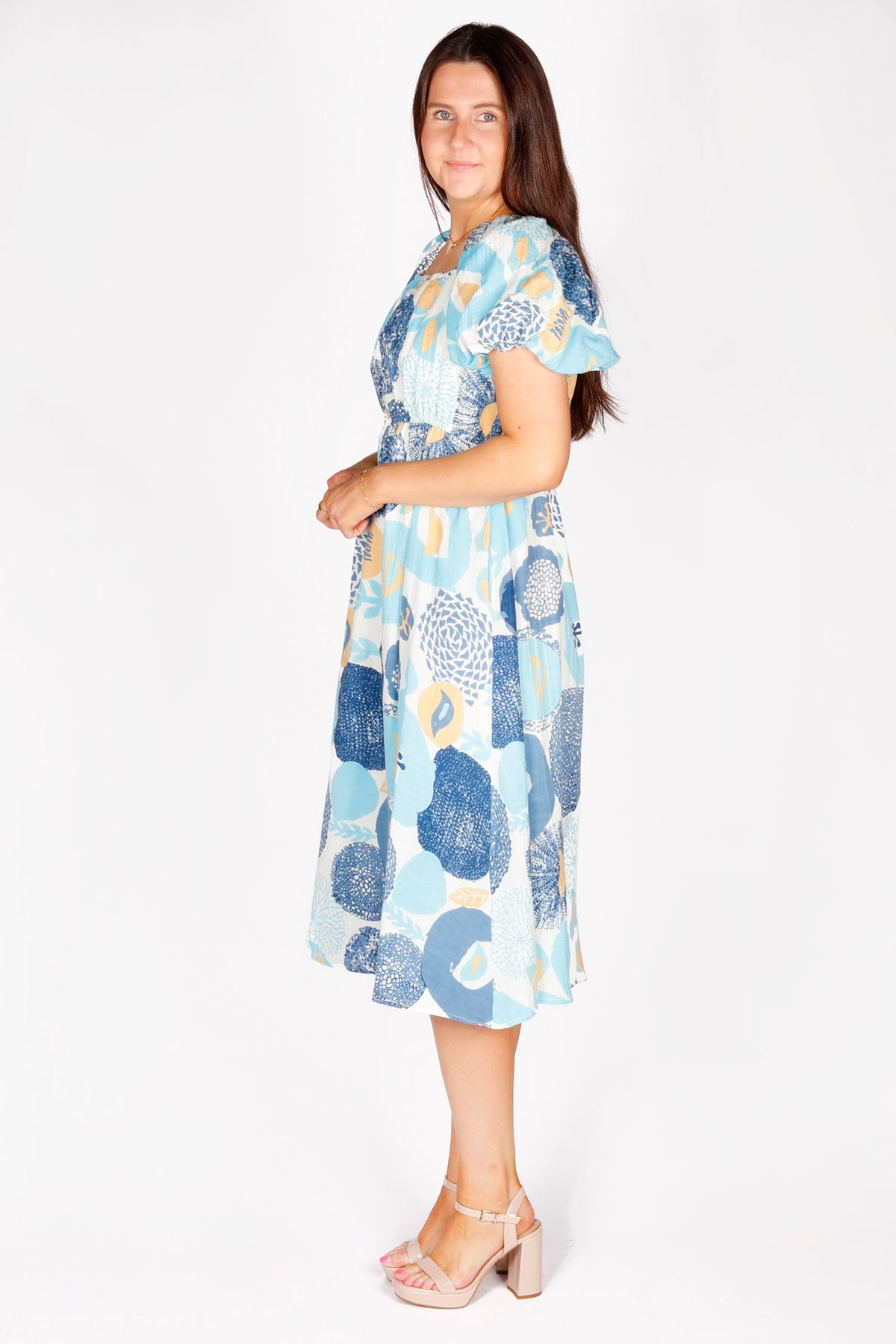 Ellie Blue Floral Midi Dress - FINAL SALE