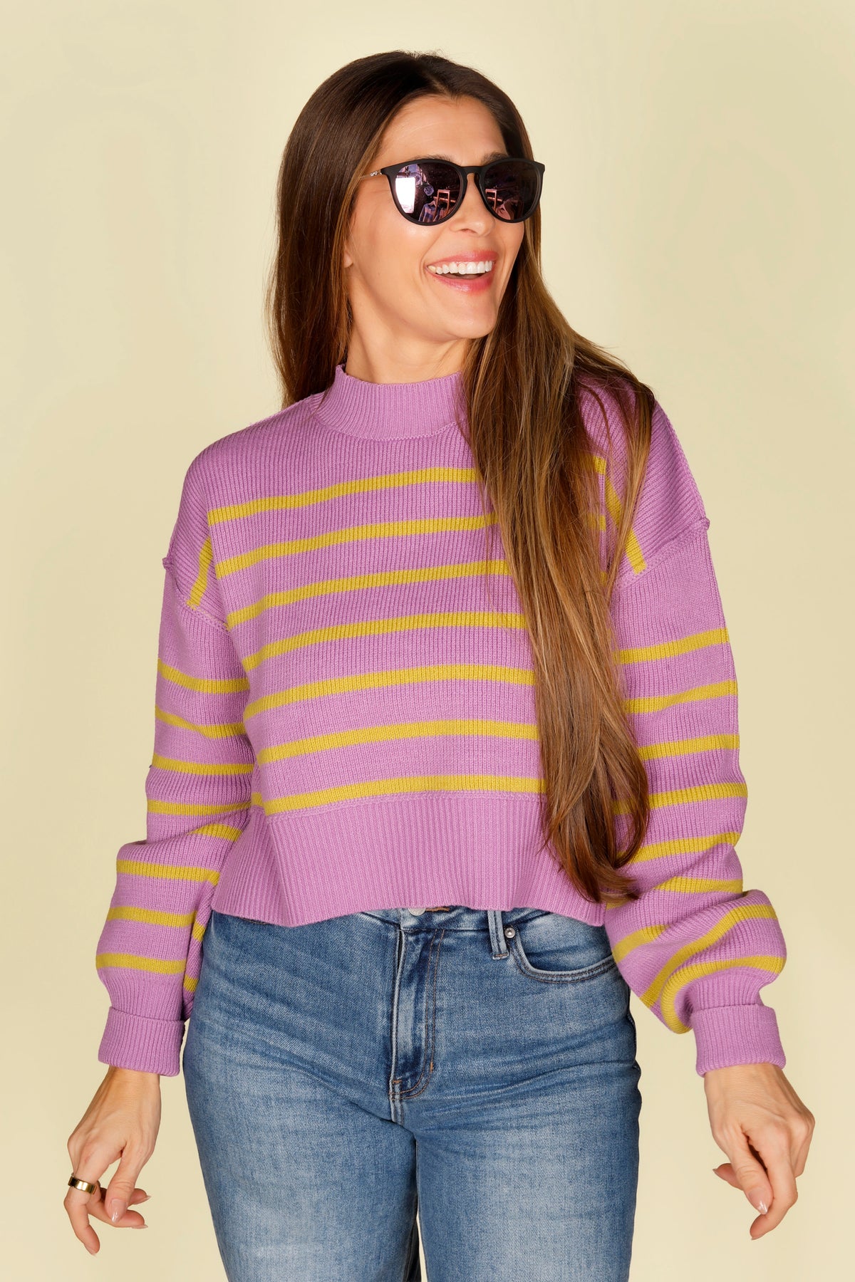 Lavender &amp; Lime Striped Sweater