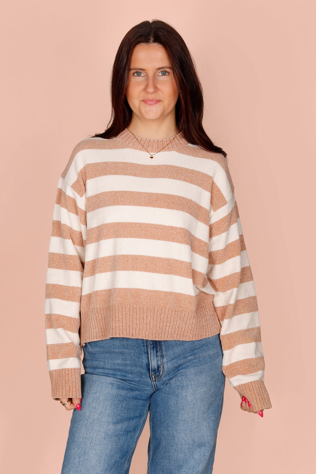 Tan &amp; Cream Striped Sweater
