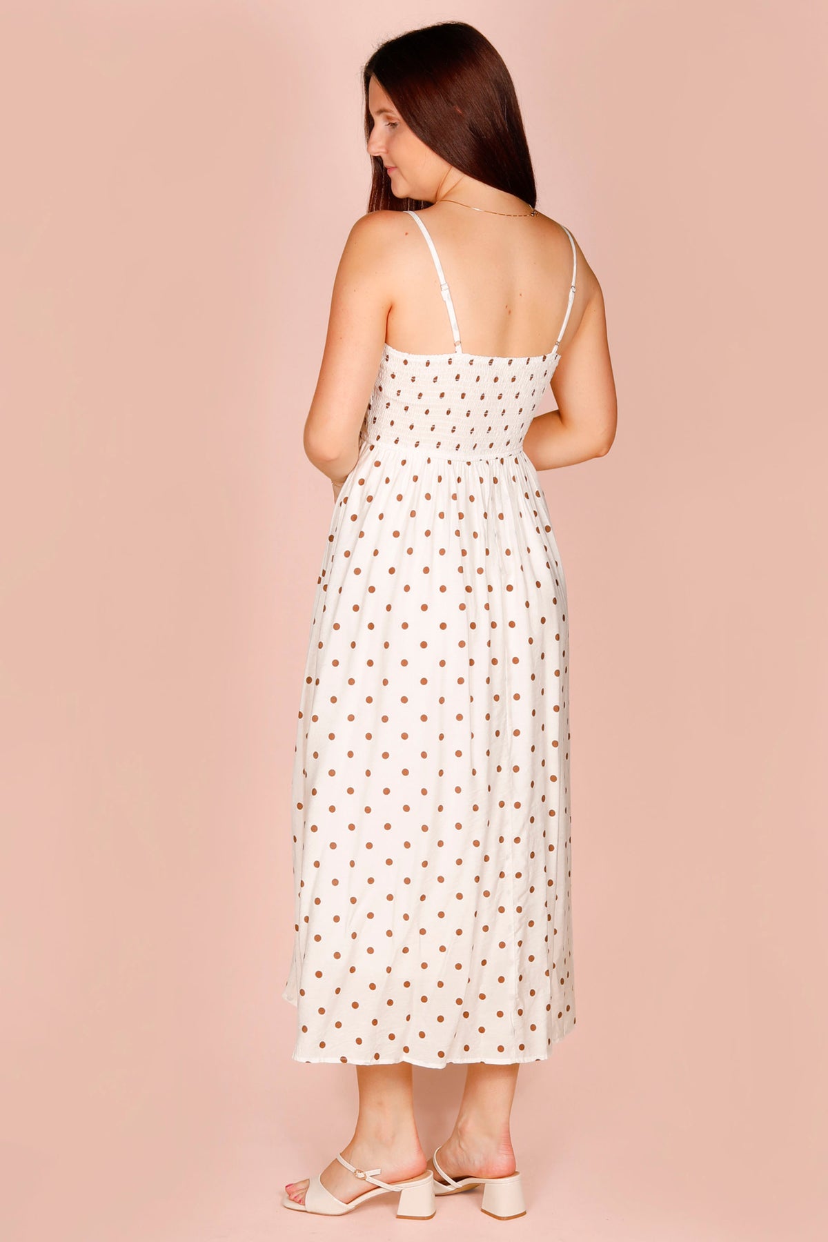 White Polka Dot Midi Dress