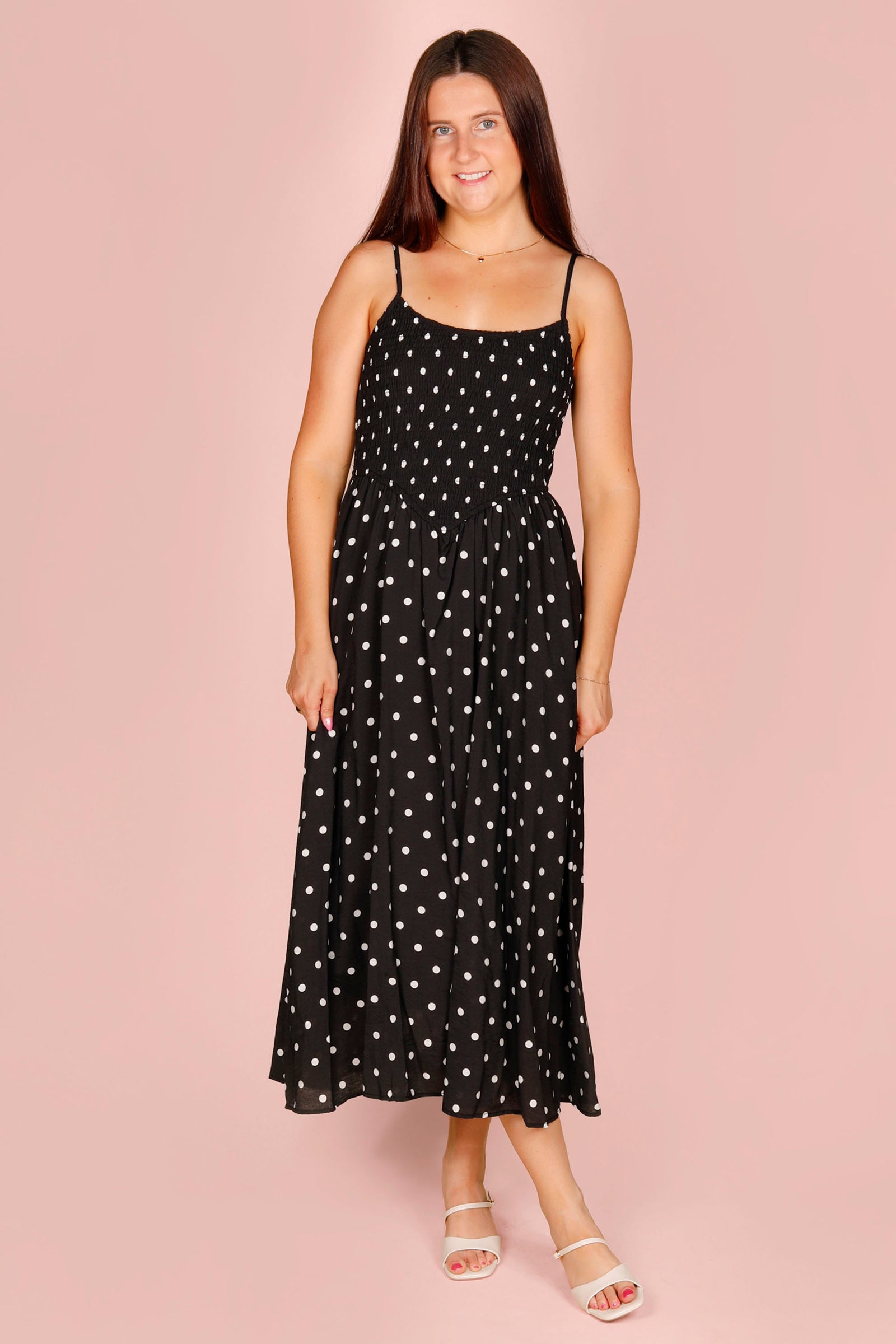 Black Polka Dot Midi Dress