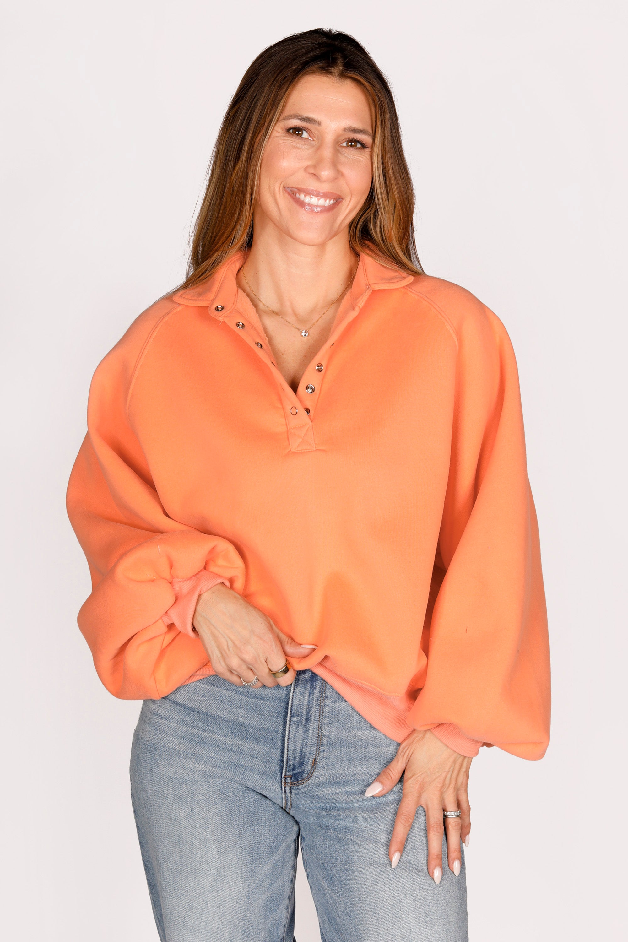 Piper Coral Bubble Sweatshirt