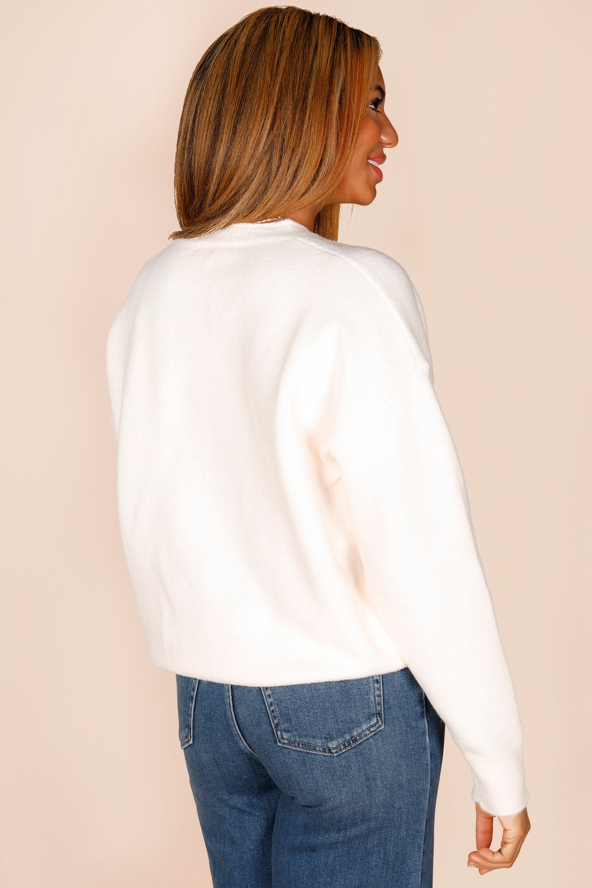 Champagne Cheers Cream Sweater - FINAL SALE