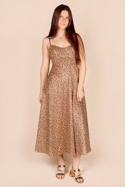 Leopard Suede Corset Midi Dress - FINAL SALE