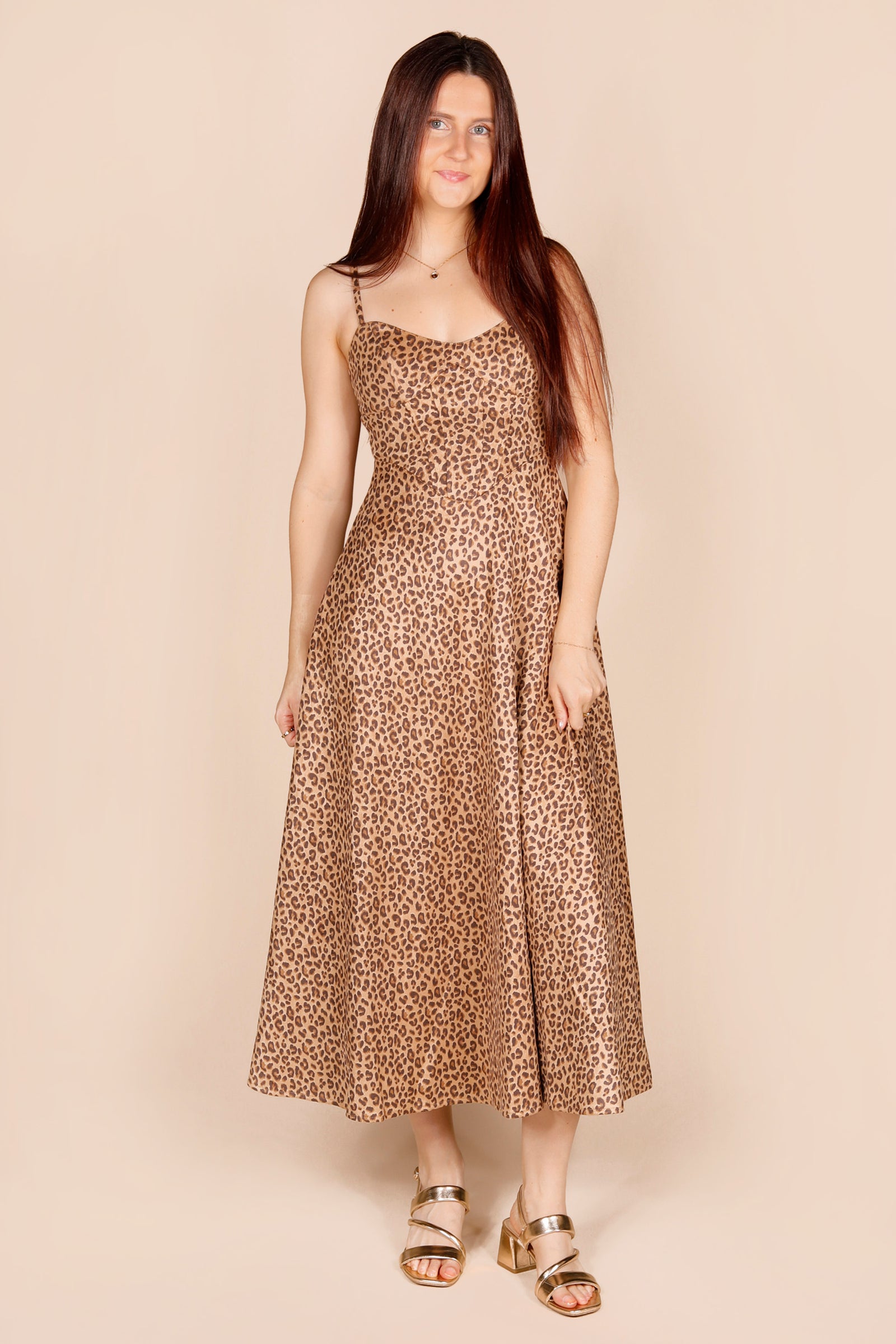 Leopard Suede Corset Midi Dress - FINAL SALE
