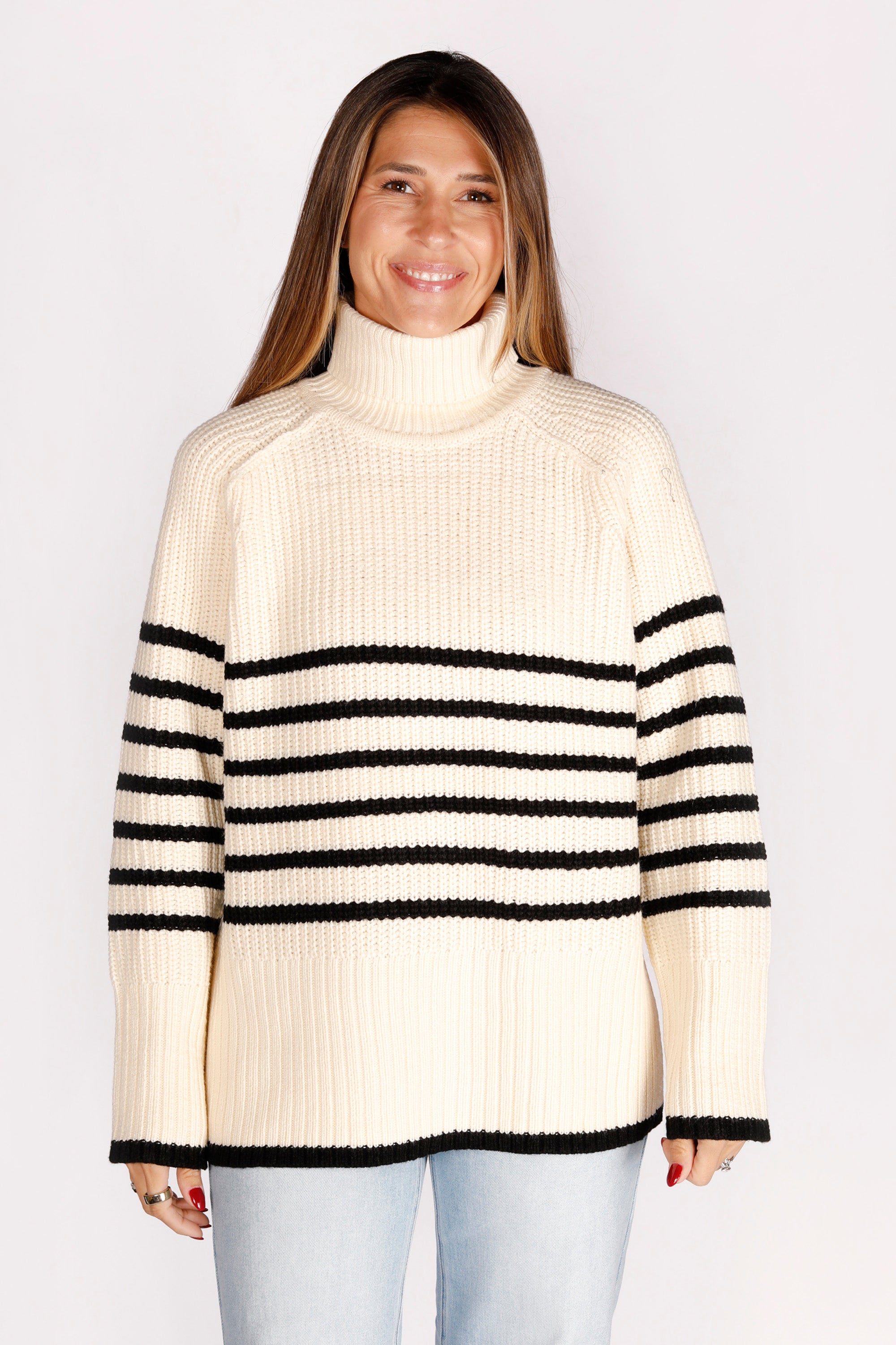 Lona Striped Turtleneck Sweater