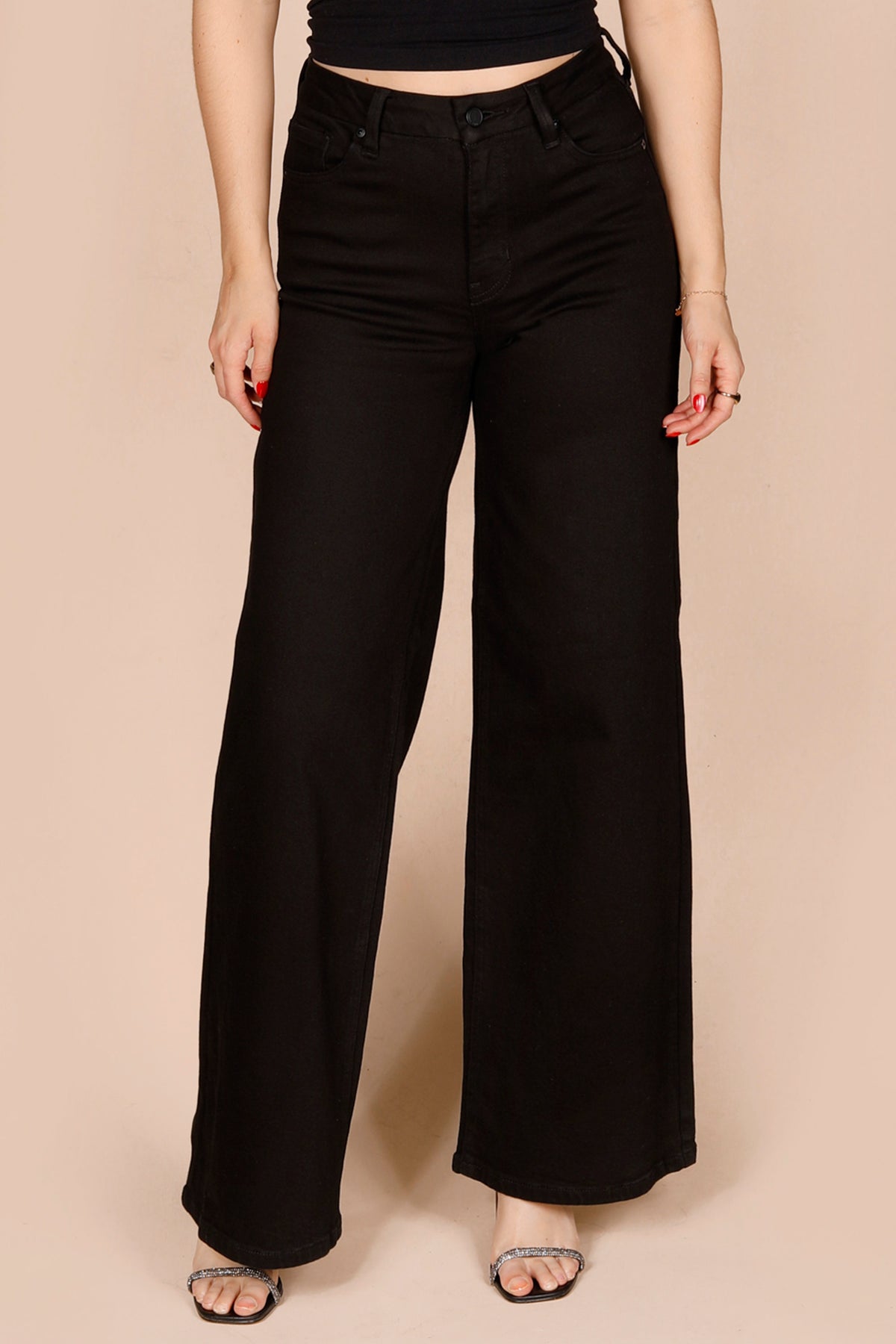 High Rise Black Palazzo Denim