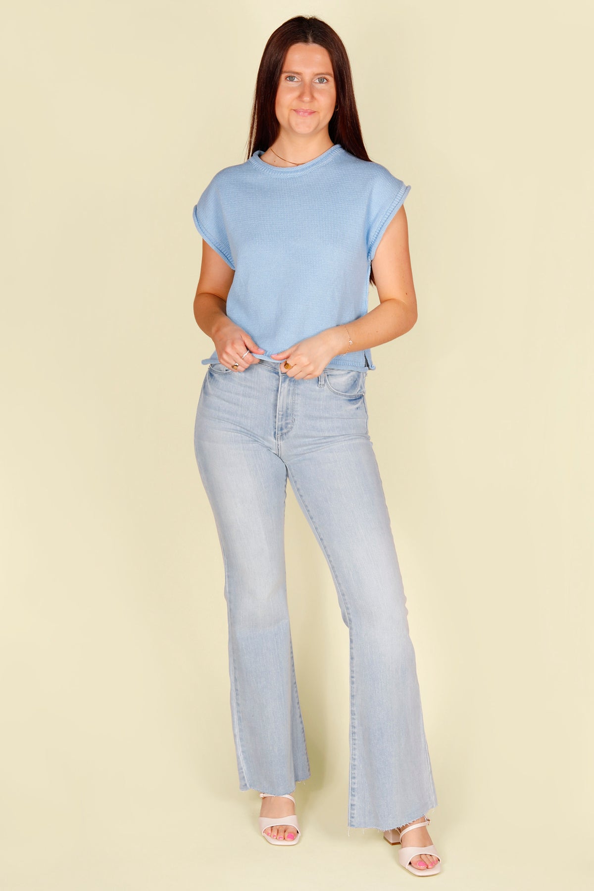 High Rise Scissor Cut Flare Denim