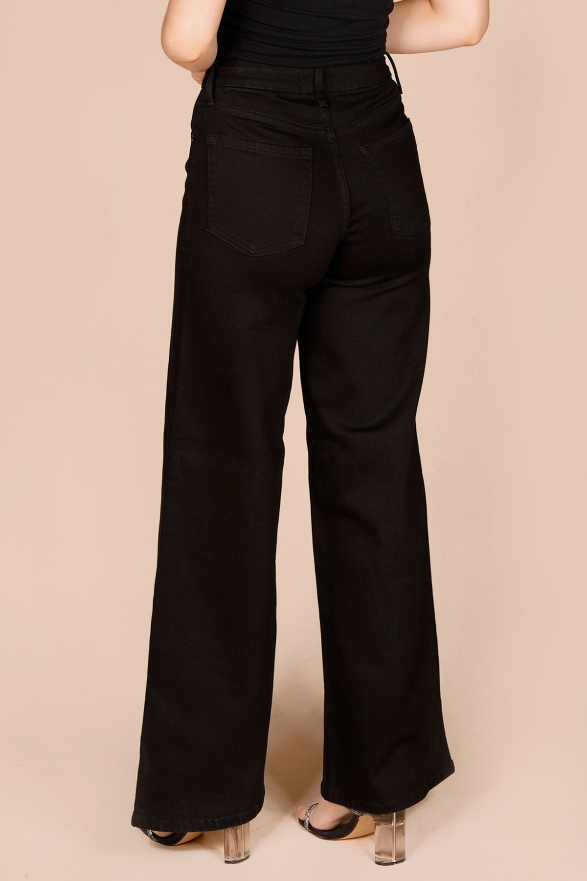 High Rise Black Palazzo Denim