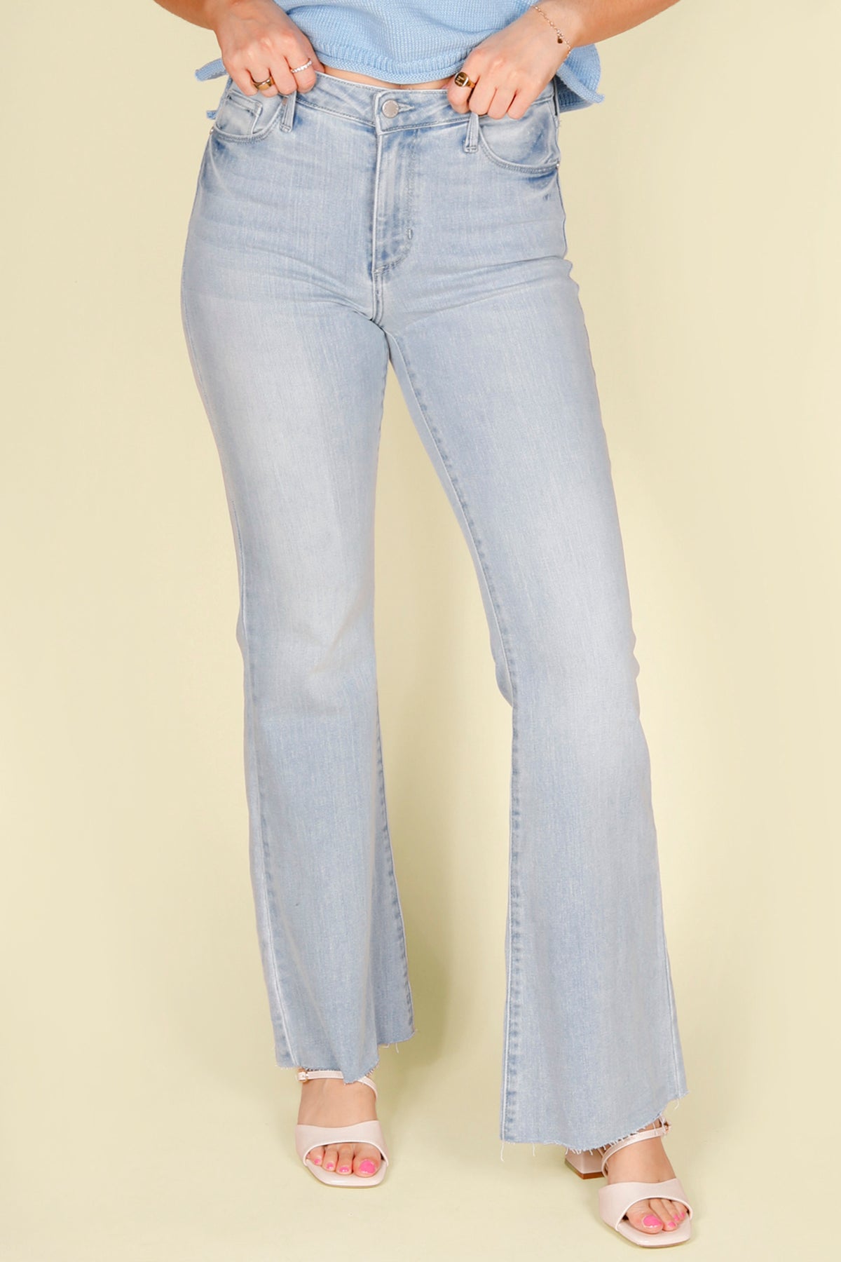 High Rise Scissor Cut Flare Denim
