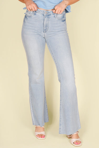 High Rise Scissor Cut Flare Denim