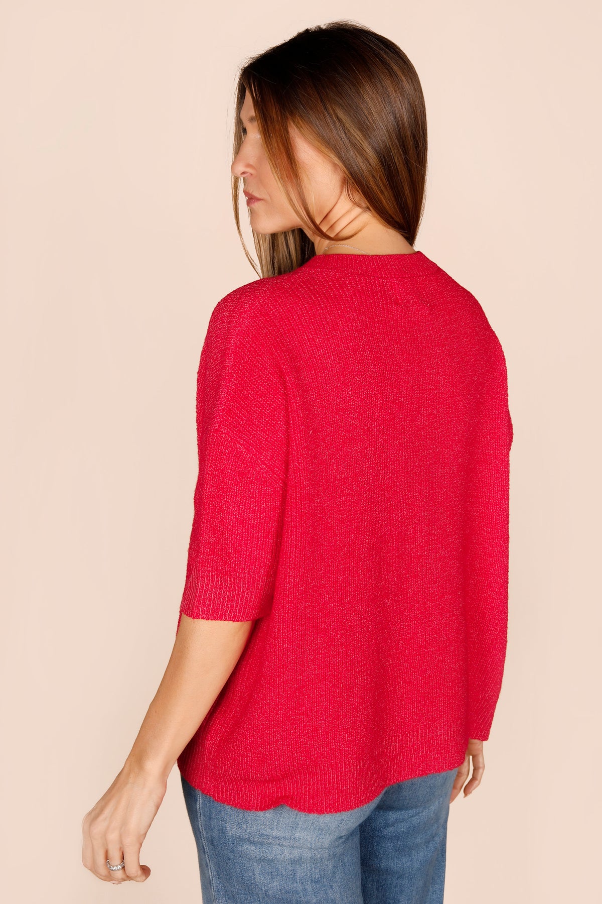 Shay Red Ribbed Cardigan