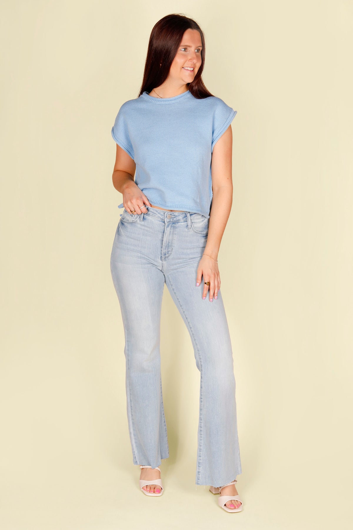 High Rise Scissor Cut Flare Denim