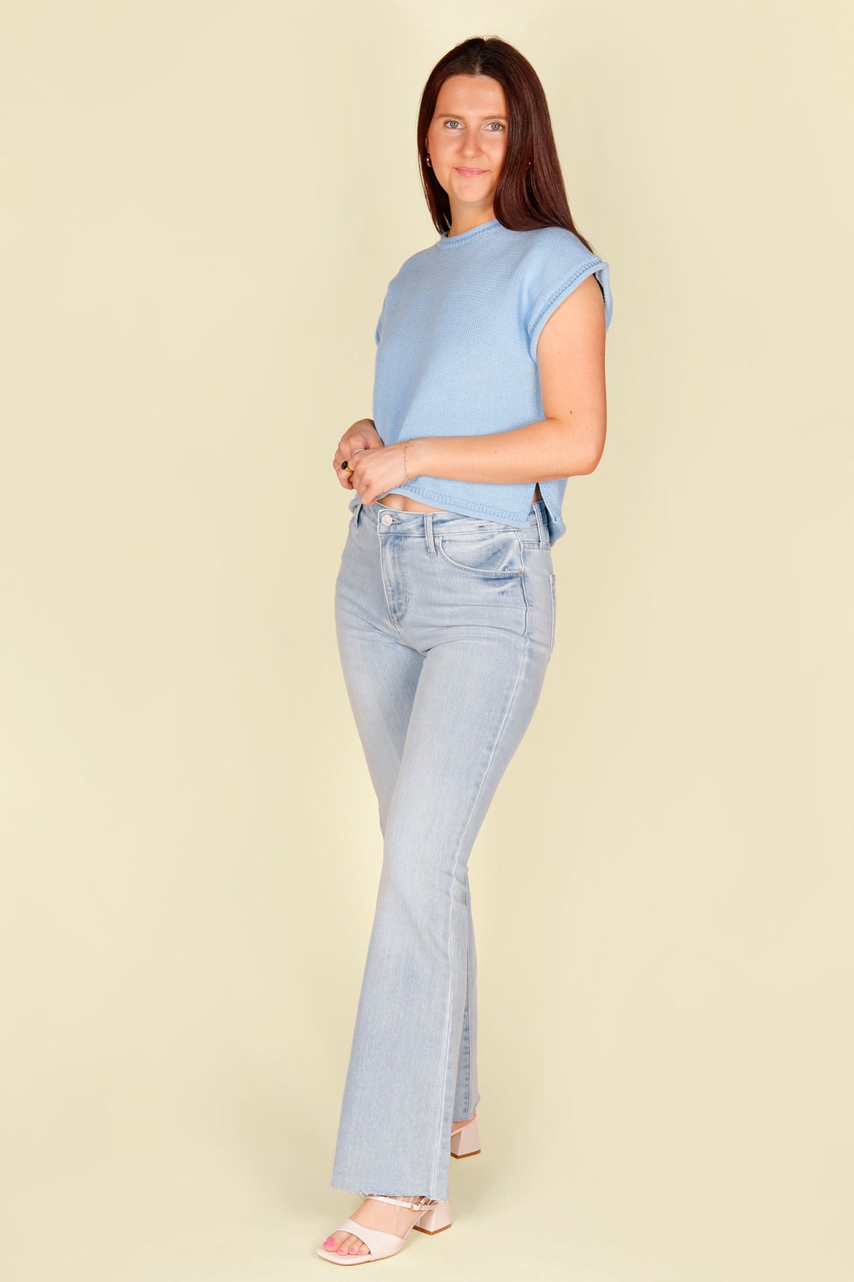 High Rise Scissor Cut Flare Denim