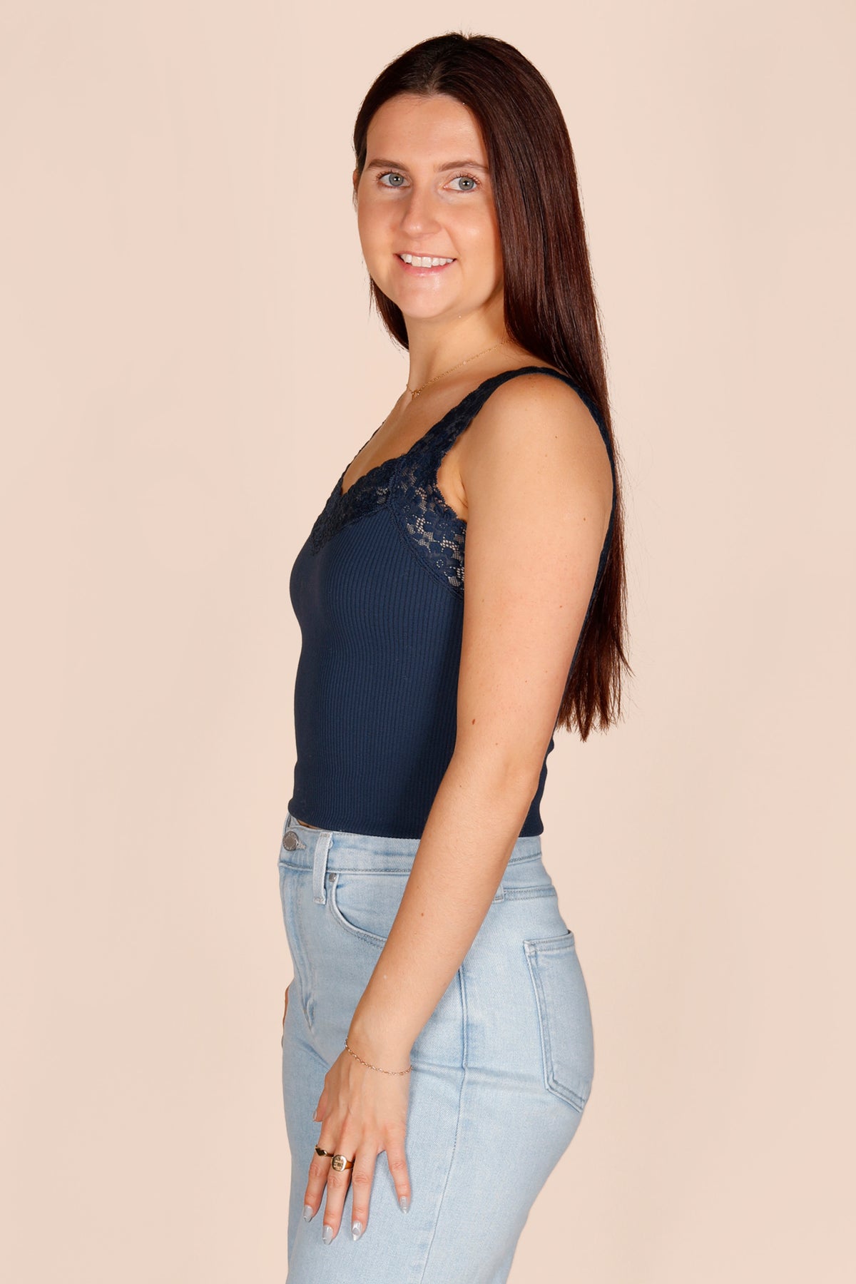 Navy Lace Cami
