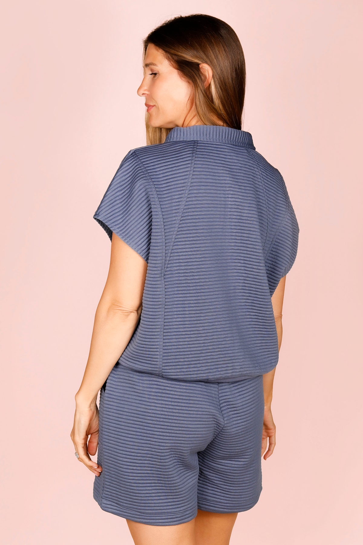 Dark Blue Quilt Shorts