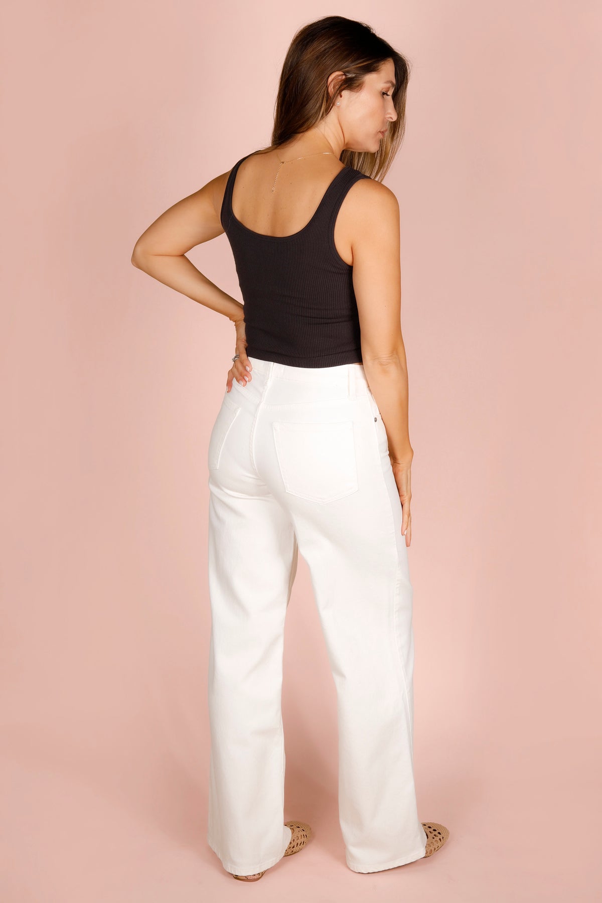 High Rise White Palazzo Denim
