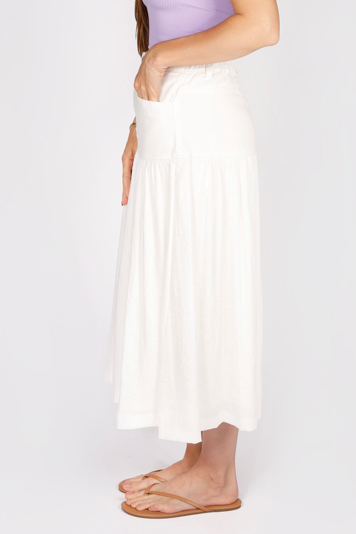 Natalie Denim &amp; Linen Skirt - FINAL SALE