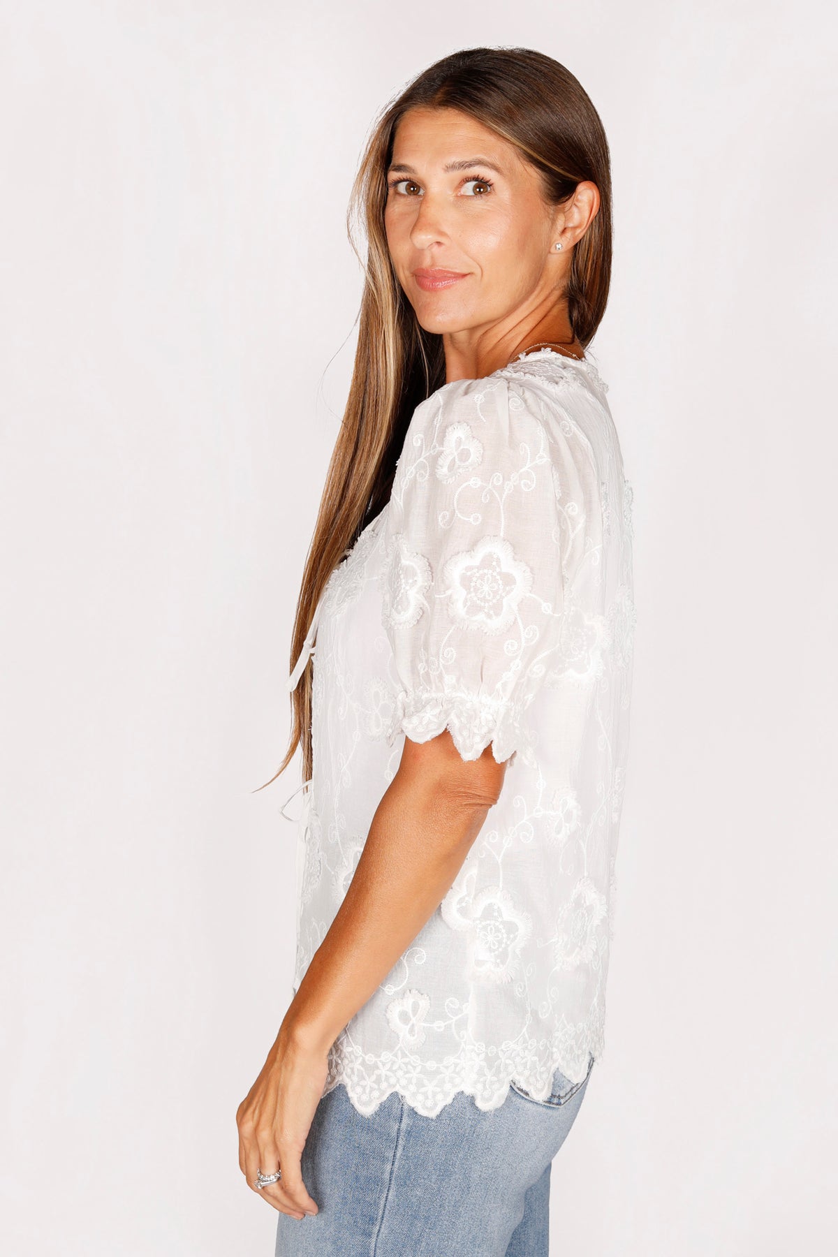 Kaylee White Floral Top - FINAL SALE