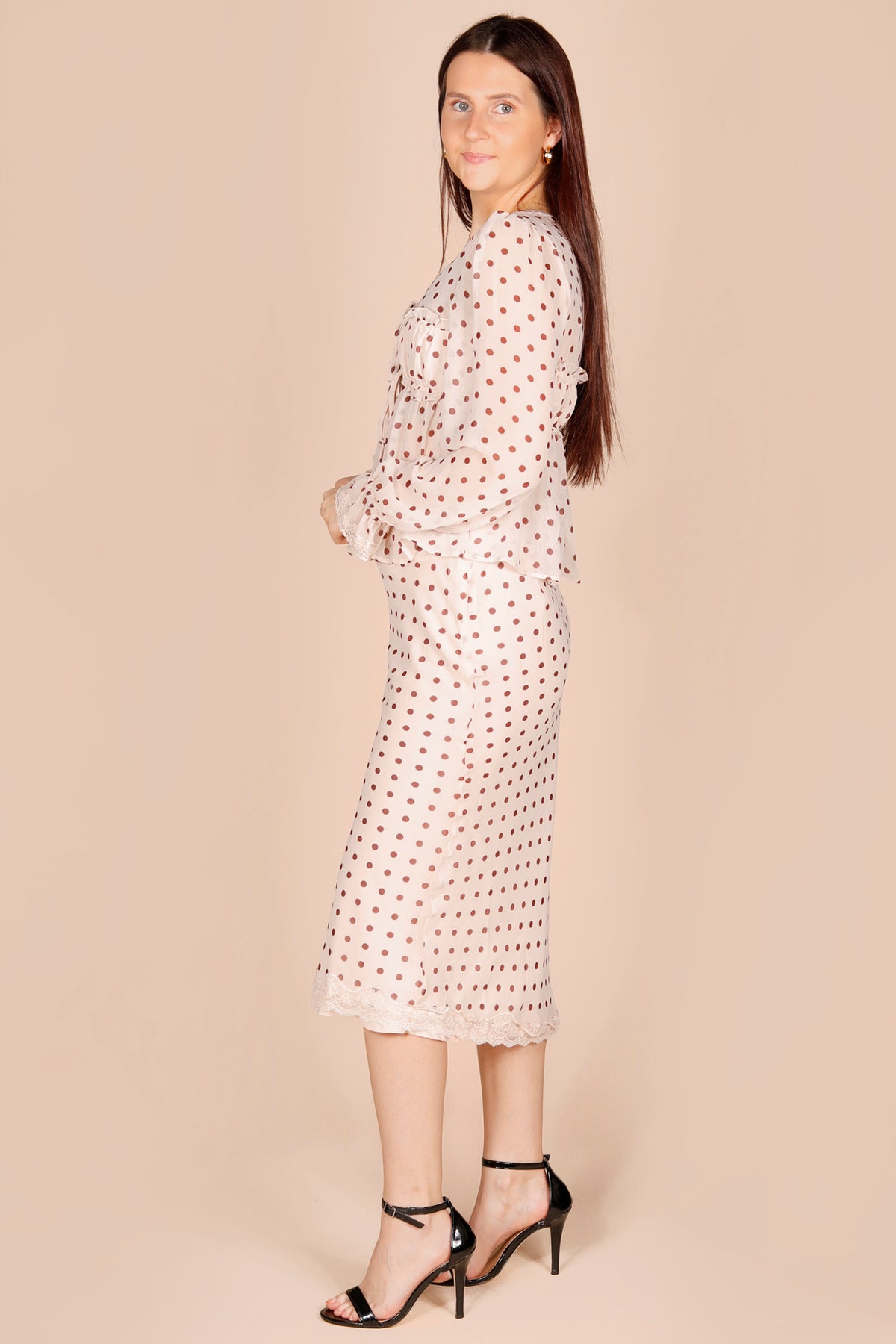 Catalina Polka Dot Ruffle Top