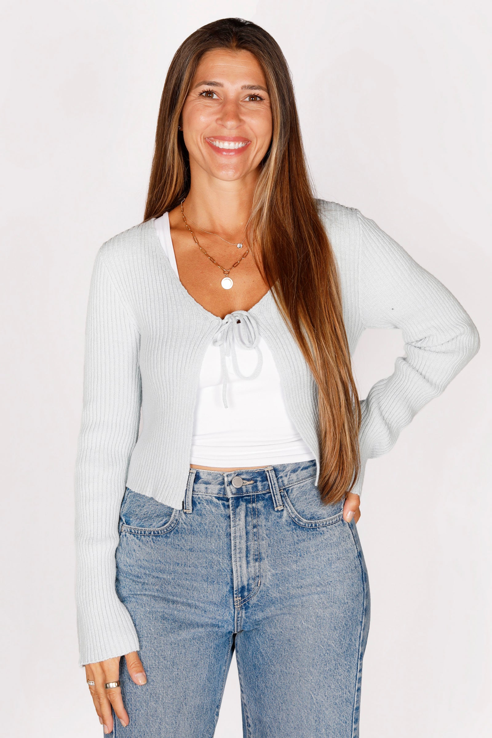 Emma Ice Blue Tie Top - FINAL SALE