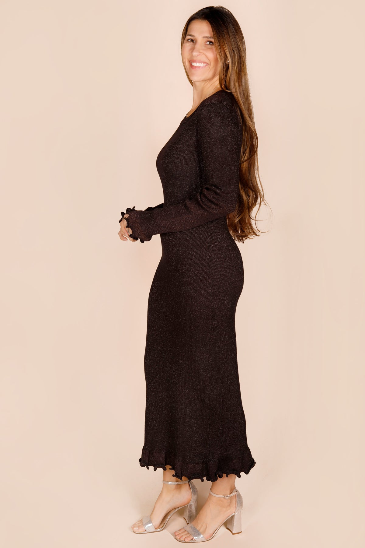 Trisha Black Shimmer Knit Dress - FINAL SALE