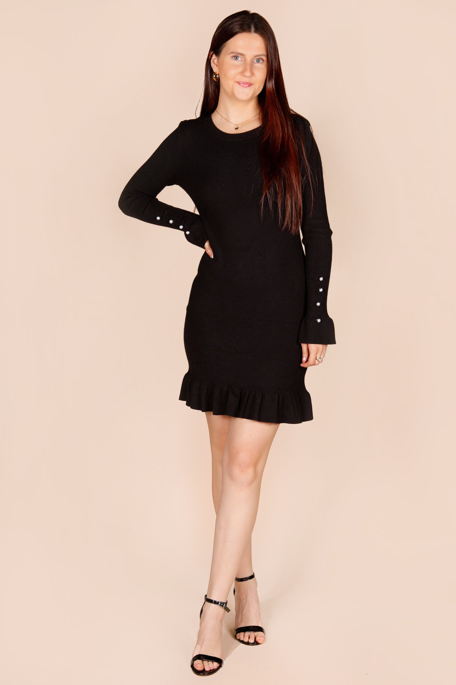 Yara Black Knit Midi Dress
